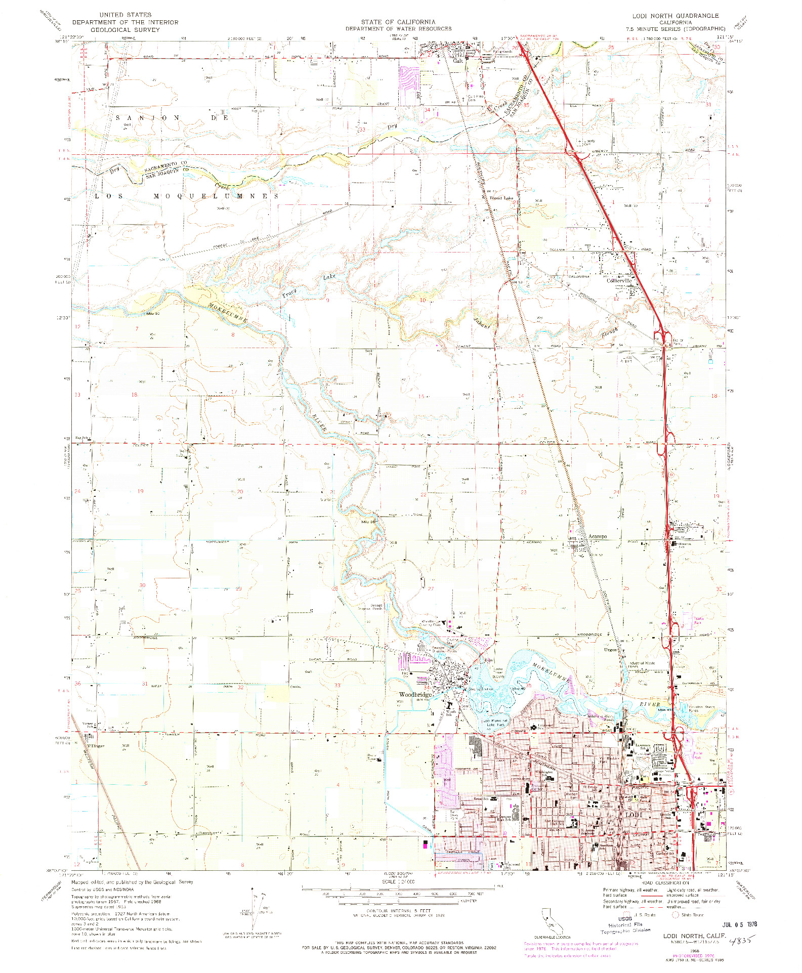 USGS 1:24000-SCALE QUADRANGLE FOR LODI NORTH, CA 1968