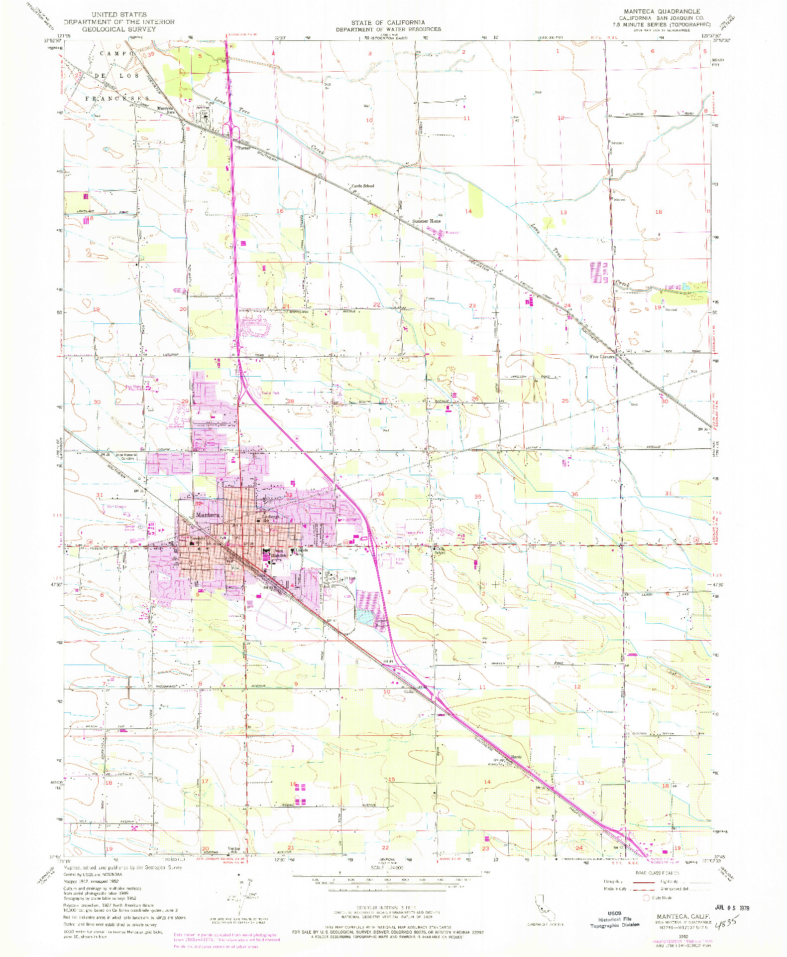 USGS 1:24000-SCALE QUADRANGLE FOR MANTECA, CA 1952