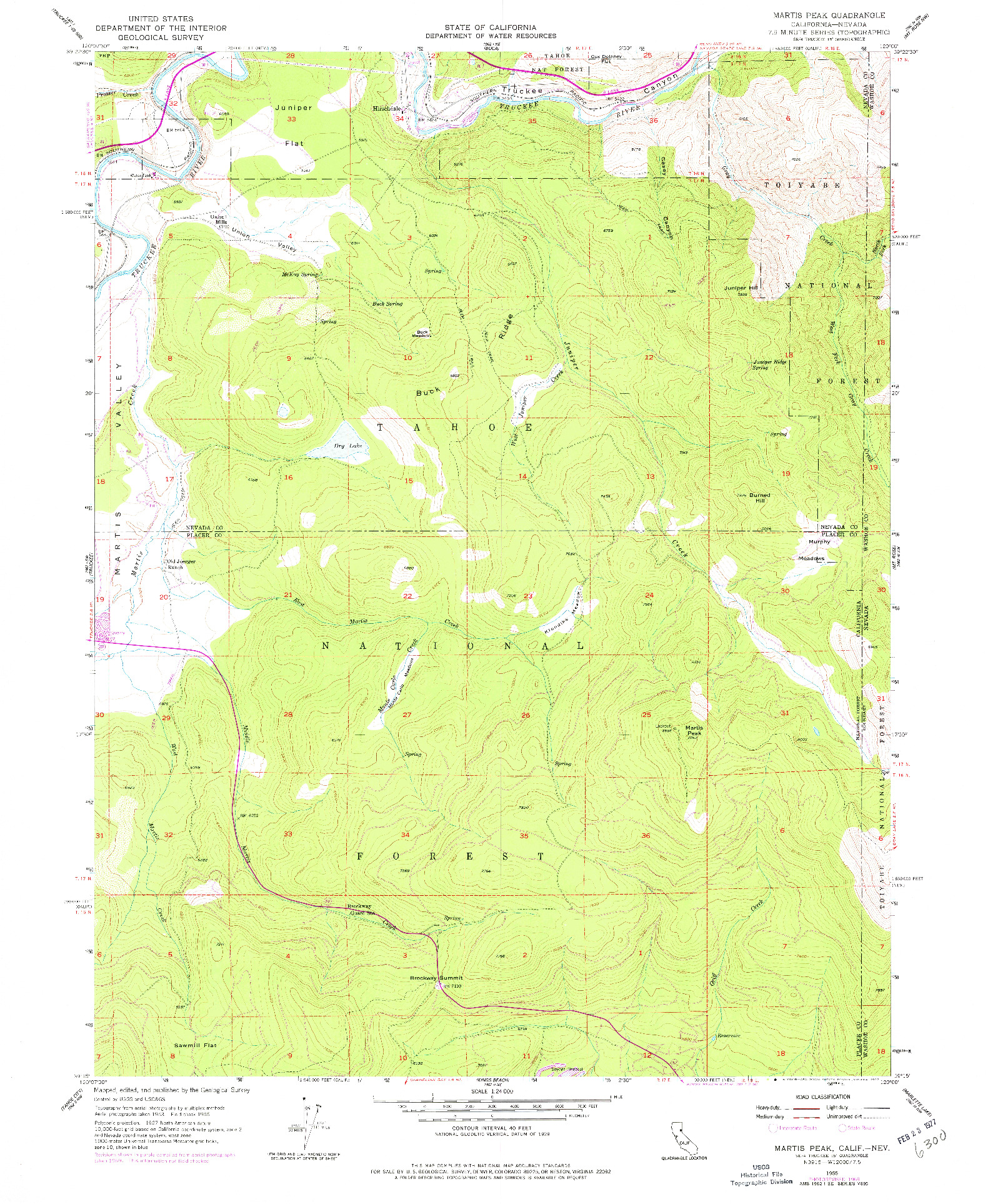 USGS 1:24000-SCALE QUADRANGLE FOR MARTIS PEAK, CA 1955