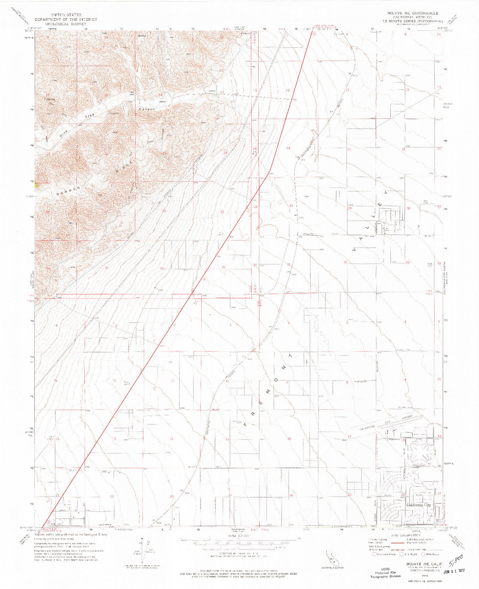 USGS 1:24000-SCALE QUADRANGLE FOR MOJAVE NE, CA 1973