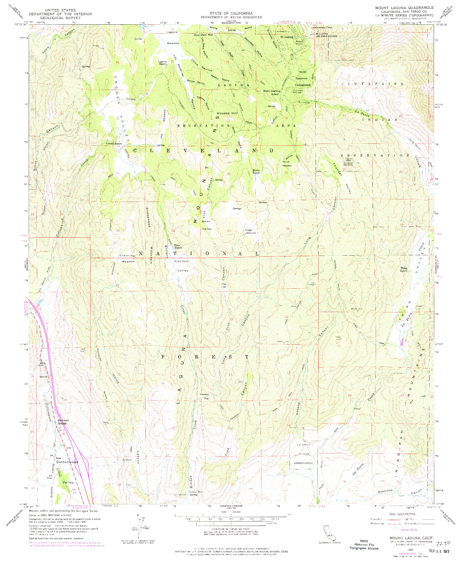 USGS 1:24000-SCALE QUADRANGLE FOR MOUNT LAGUNA, CA 1960