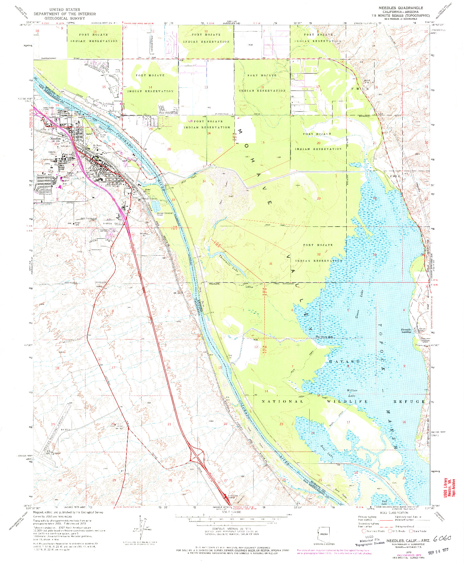 USGS 1:24000-SCALE QUADRANGLE FOR NEEDLES, CA 1970