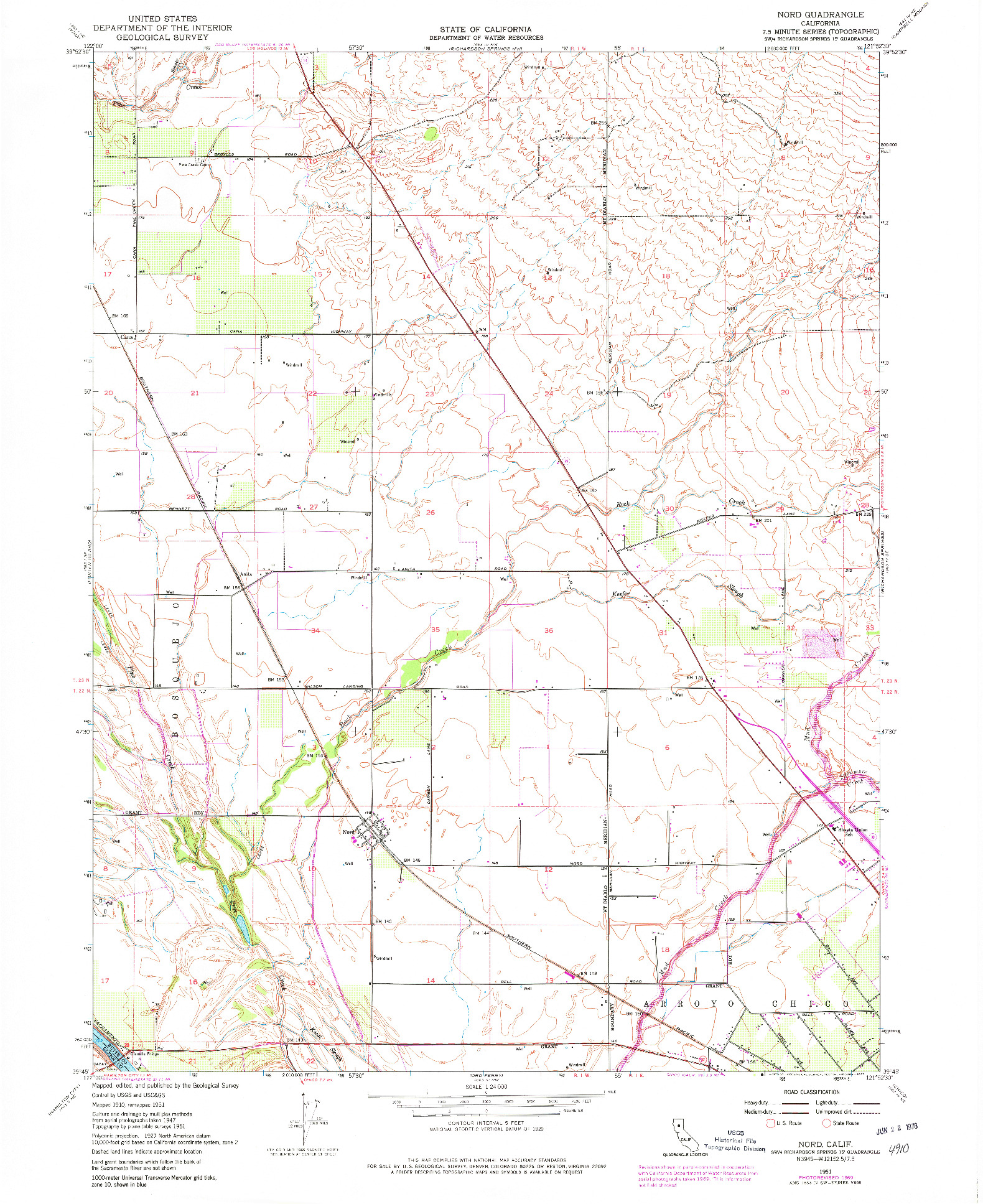 USGS 1:24000-SCALE QUADRANGLE FOR NORD, CA 1951