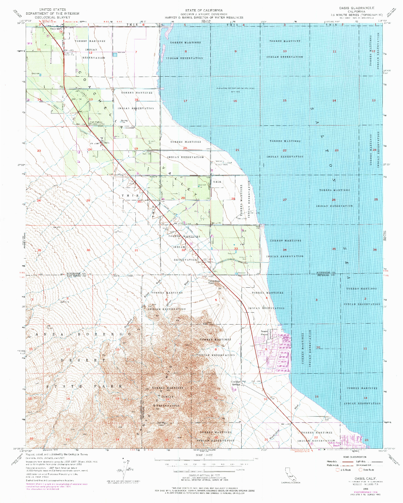 USGS 1:24000-SCALE QUADRANGLE FOR OASIS, CA 1956