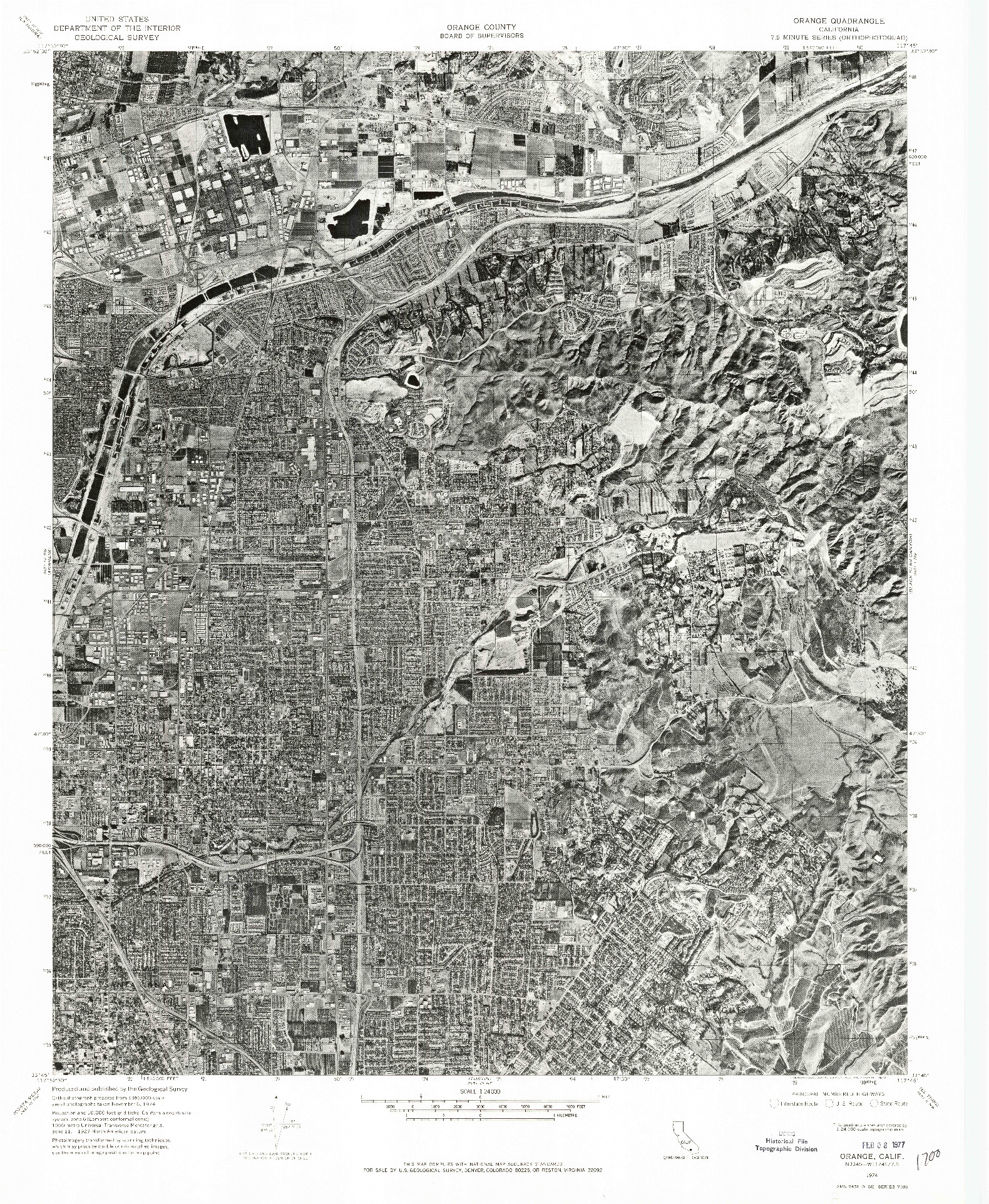 USGS 1:24000-SCALE QUADRANGLE FOR ORANGE, CA 1974