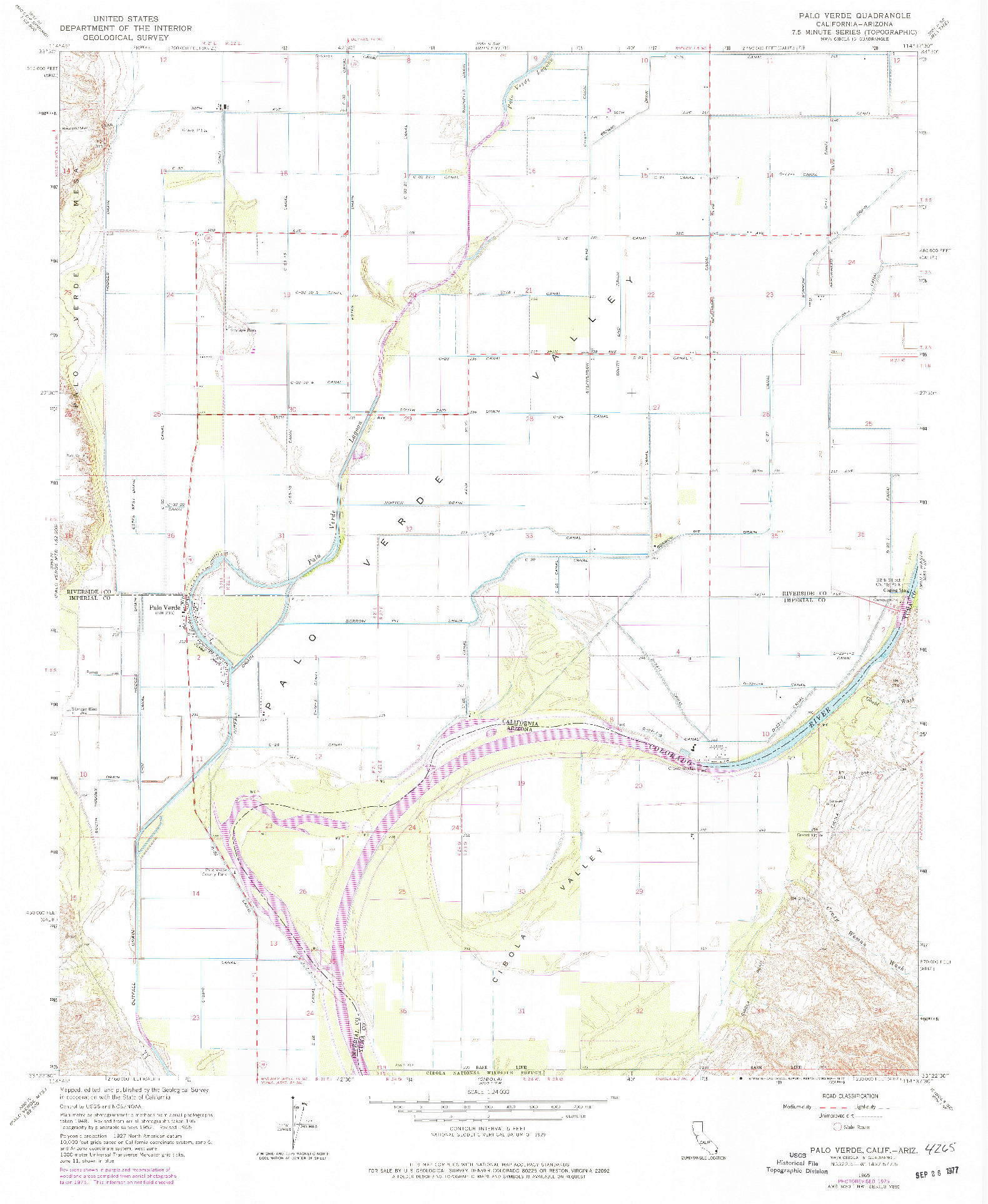 USGS 1:24000-SCALE QUADRANGLE FOR PALO VERDE, CA 1965