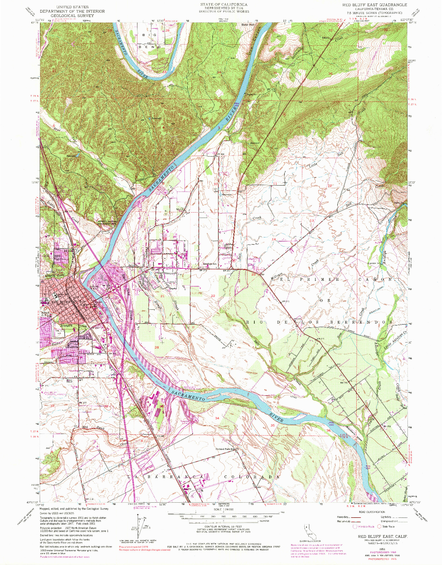 USGS 1:24000-SCALE QUADRANGLE FOR RED BLUFF EAST, CA 1951