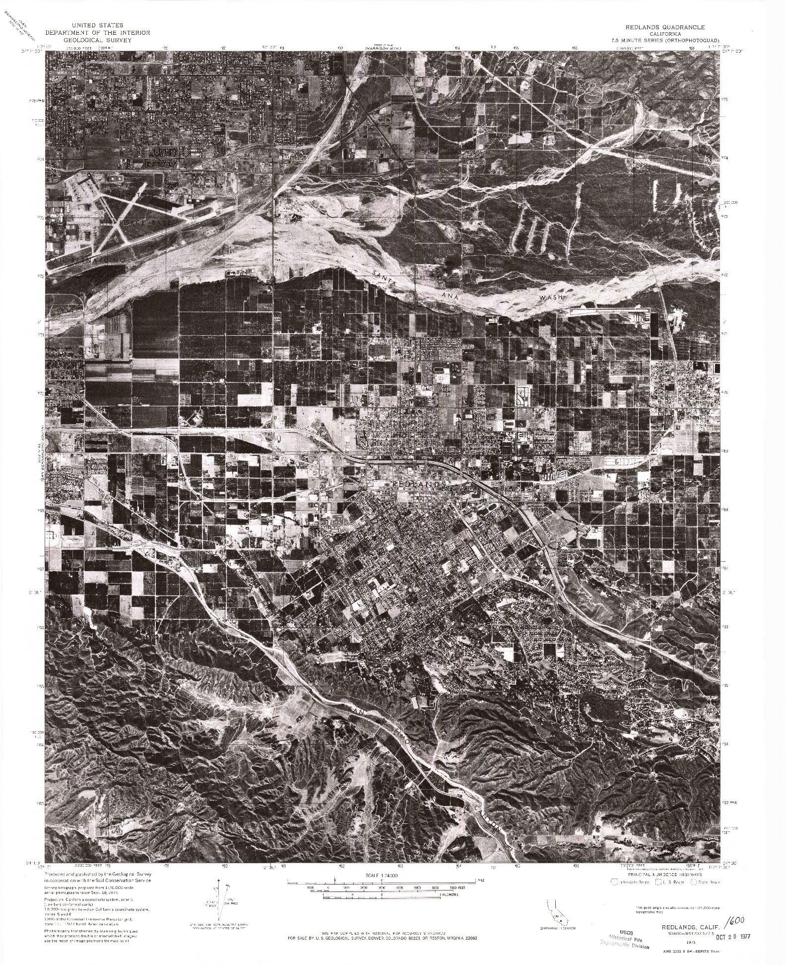 USGS 1:24000-SCALE QUADRANGLE FOR REDLANDS, CA 1975