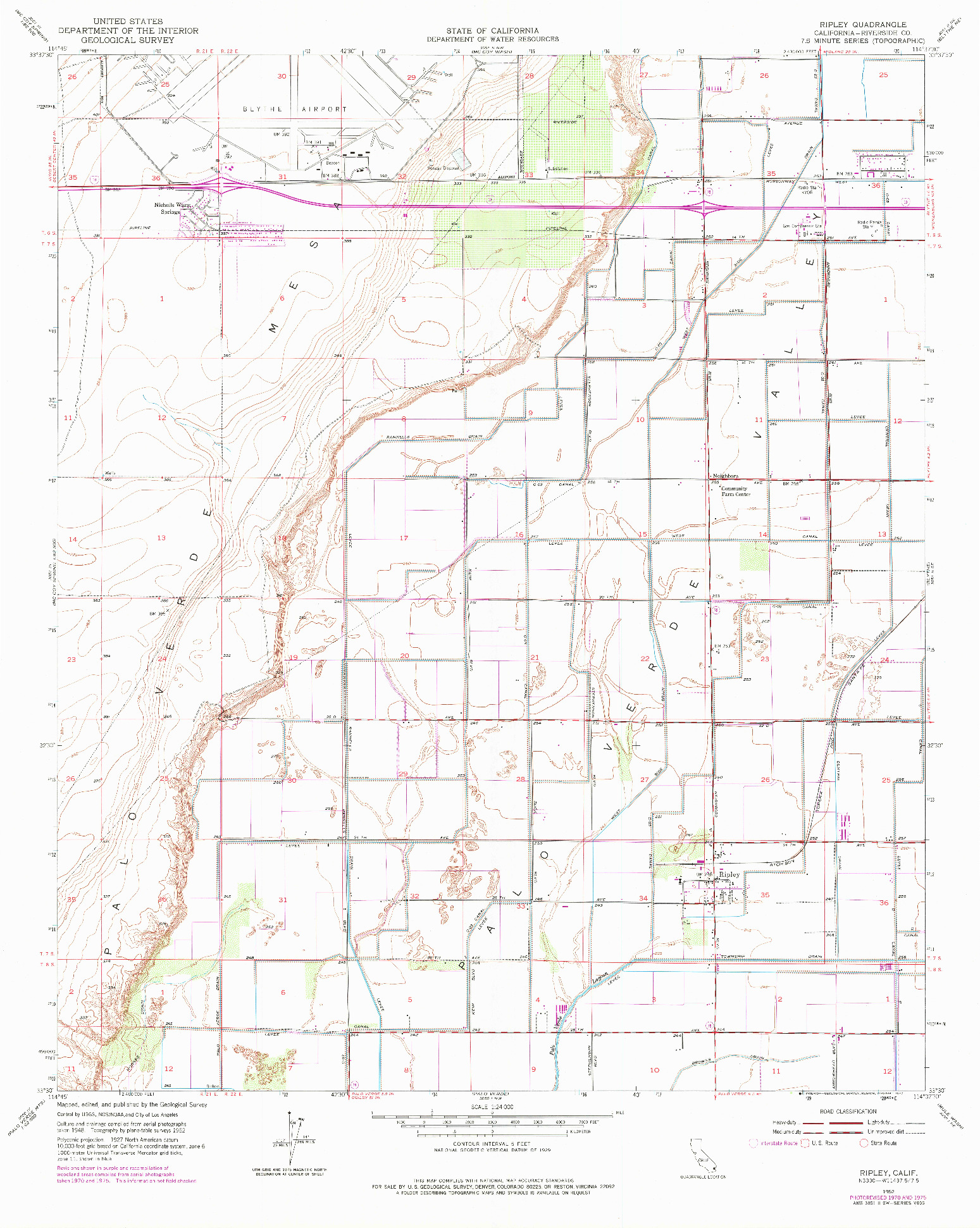 USGS 1:24000-SCALE QUADRANGLE FOR RIPLEY, CA 1952