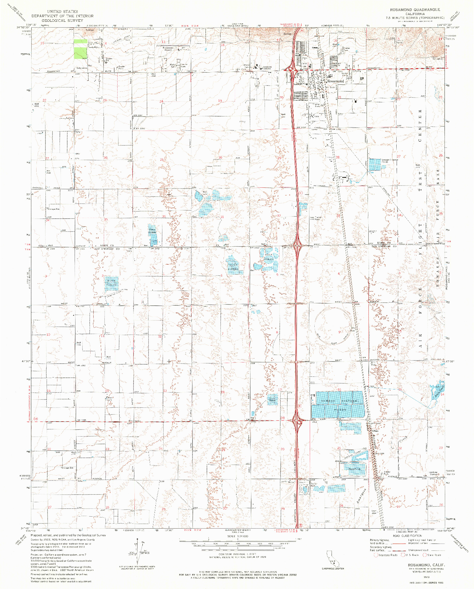 USGS 1:24000-SCALE QUADRANGLE FOR ROSAMOND, CA 1973