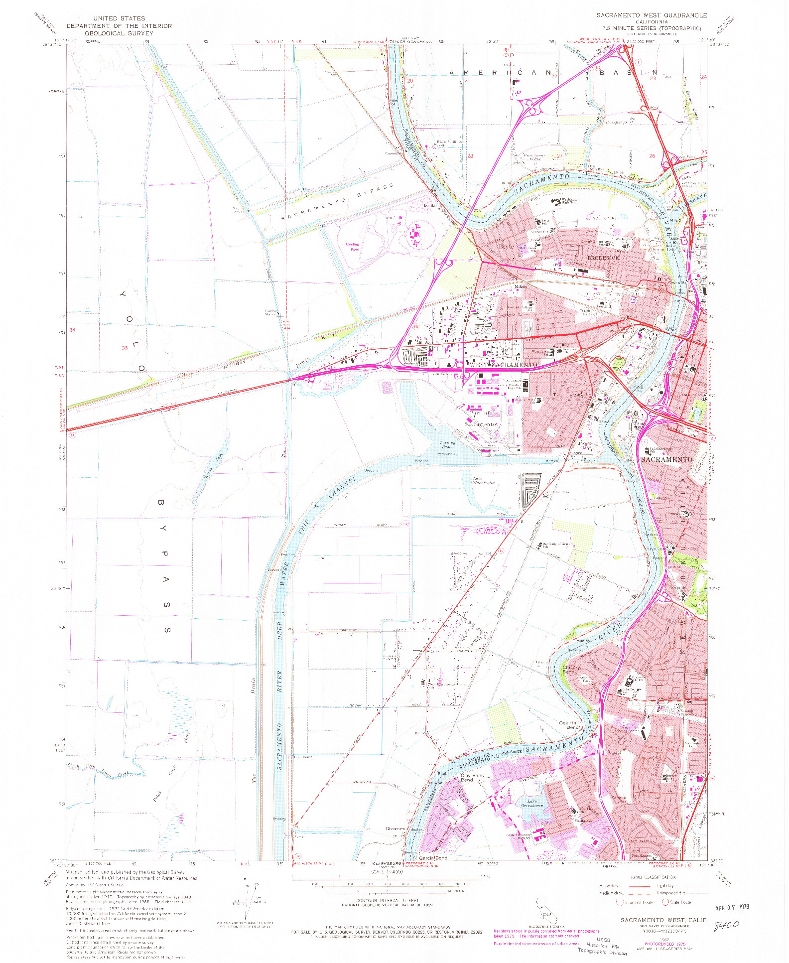 USGS 1:24000-SCALE QUADRANGLE FOR SACRAMENTO WEST, CA 1967