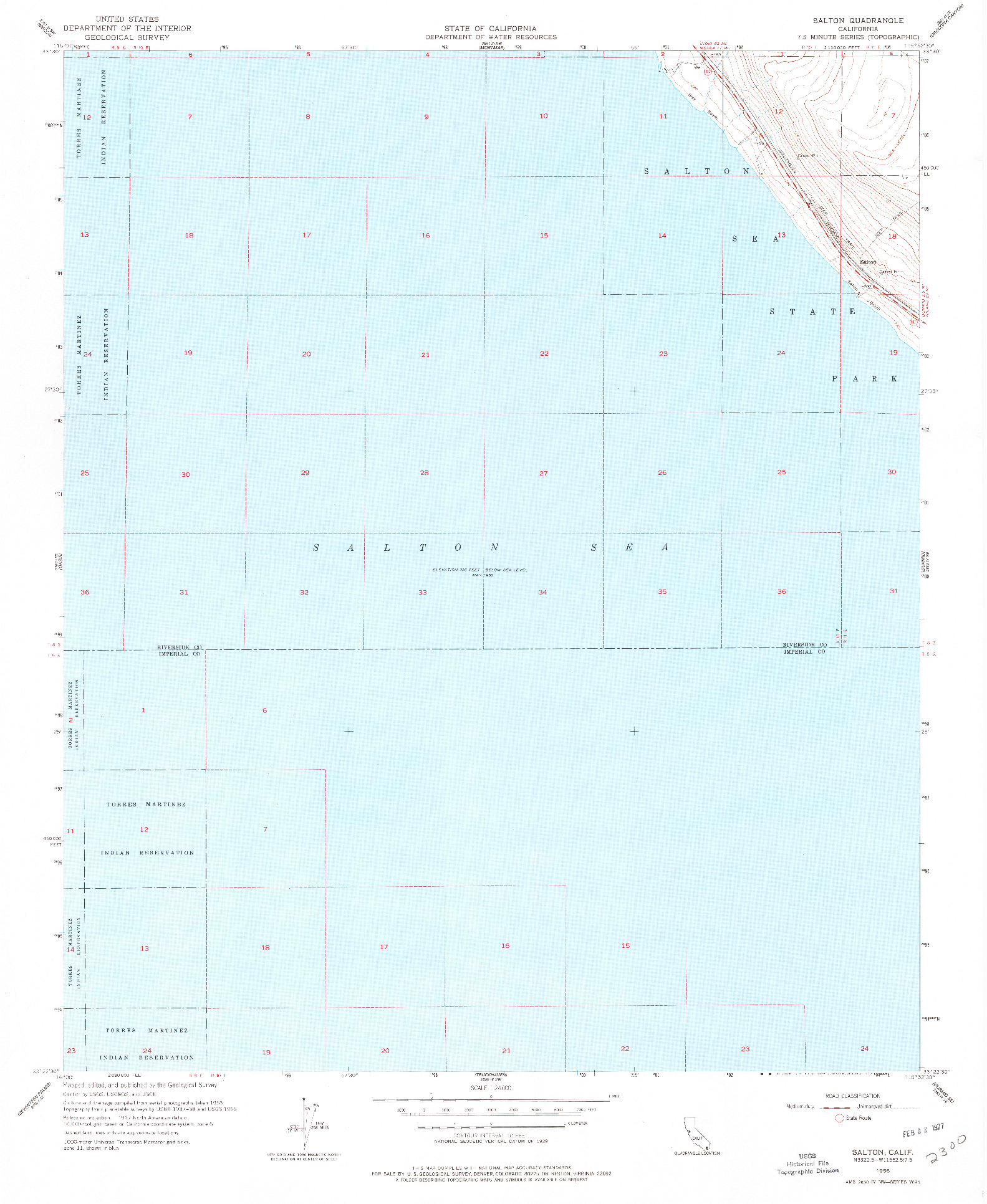 USGS 1:24000-SCALE QUADRANGLE FOR SALTON, CA 1956