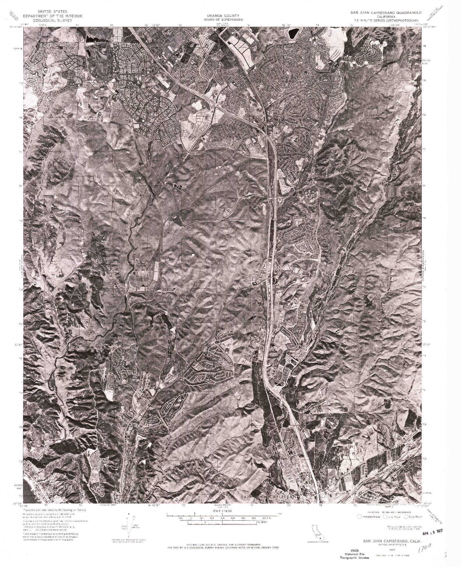 USGS 1:24000-SCALE QUADRANGLE FOR SAN JUAN CAPISTRANO, CA 1974