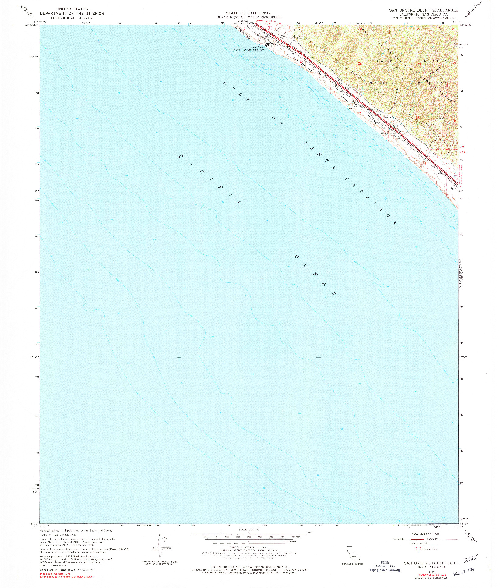 USGS 1:24000-SCALE QUADRANGLE FOR SAN ONOFRE BLUFF, CA 1968