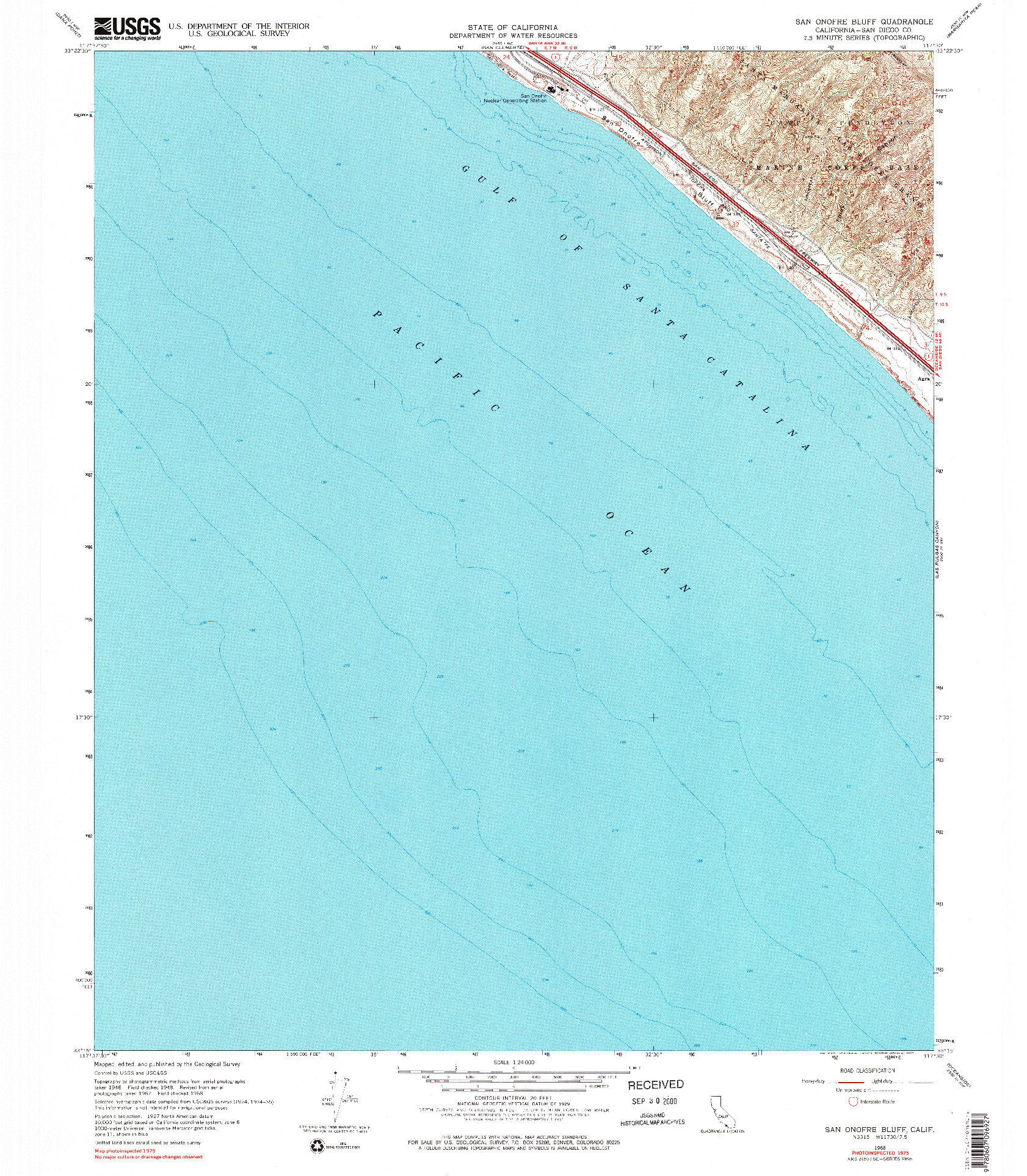 USGS 1:24000-SCALE QUADRANGLE FOR SAN ONOFRE BLUFF, CA 1968