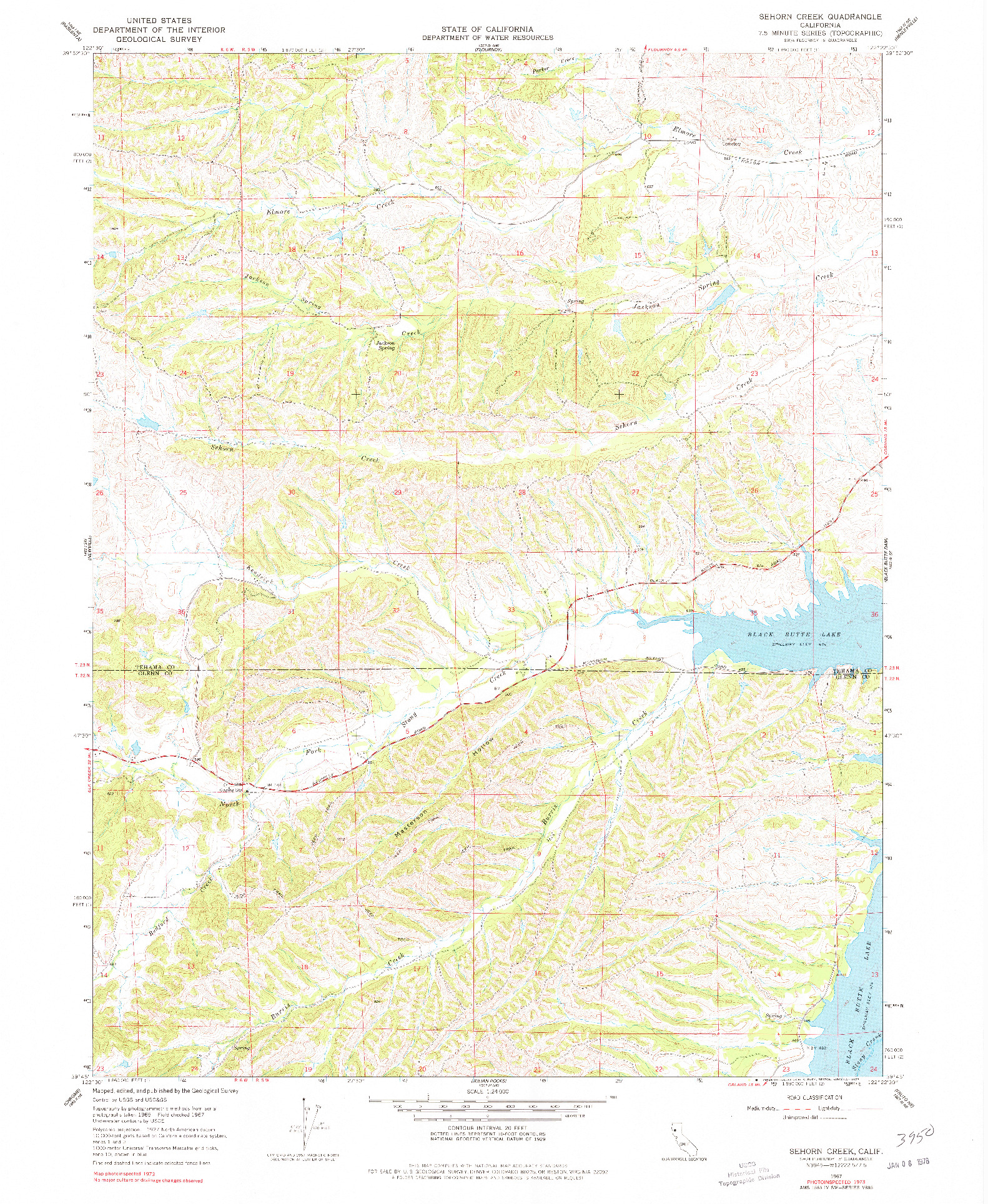 USGS 1:24000-SCALE QUADRANGLE FOR SEHORN CREEK, CA 1967