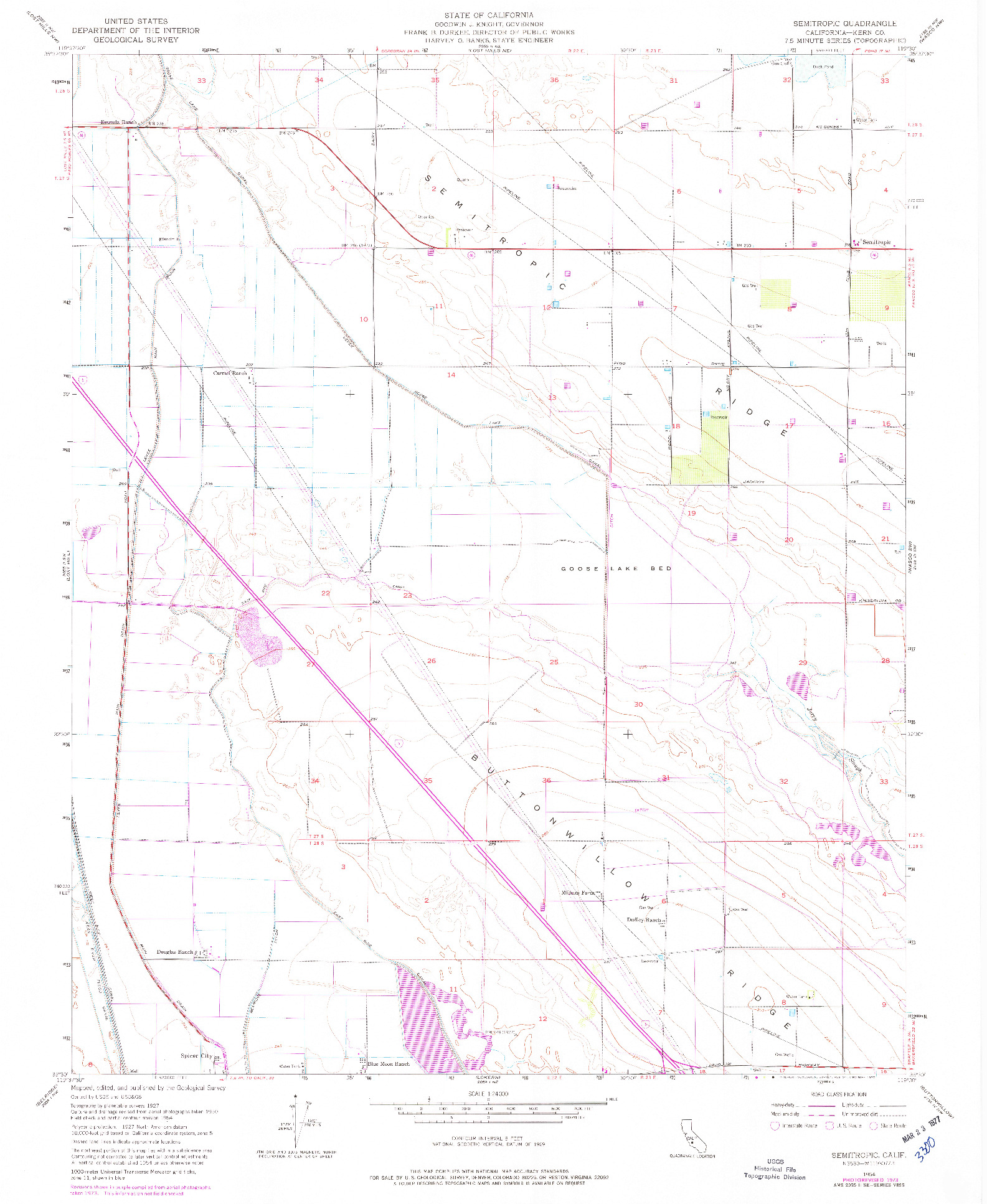 USGS 1:24000-SCALE QUADRANGLE FOR SEMITROPIC, CA 1954