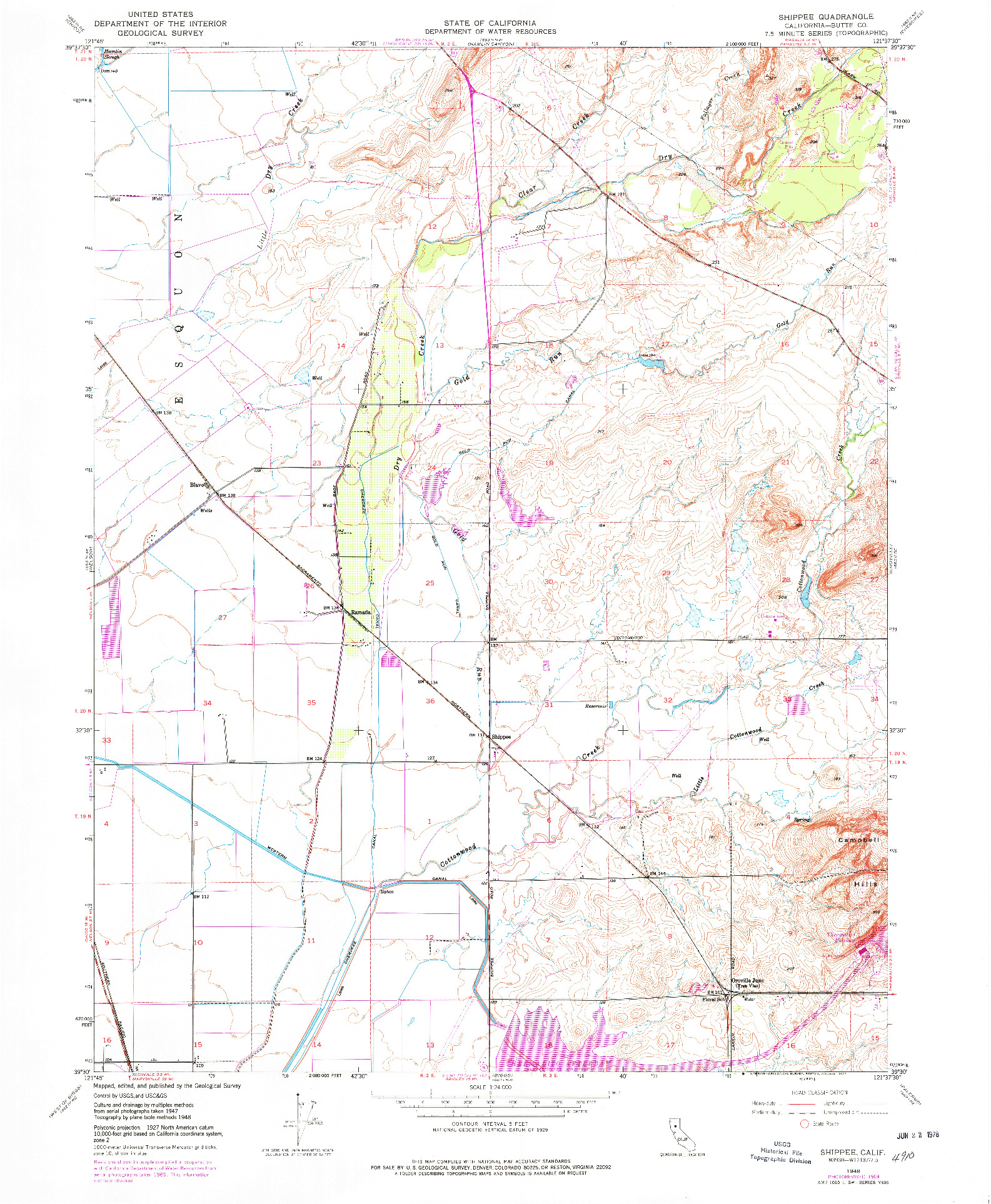 USGS 1:24000-SCALE QUADRANGLE FOR SHIPPEE, CA 1948