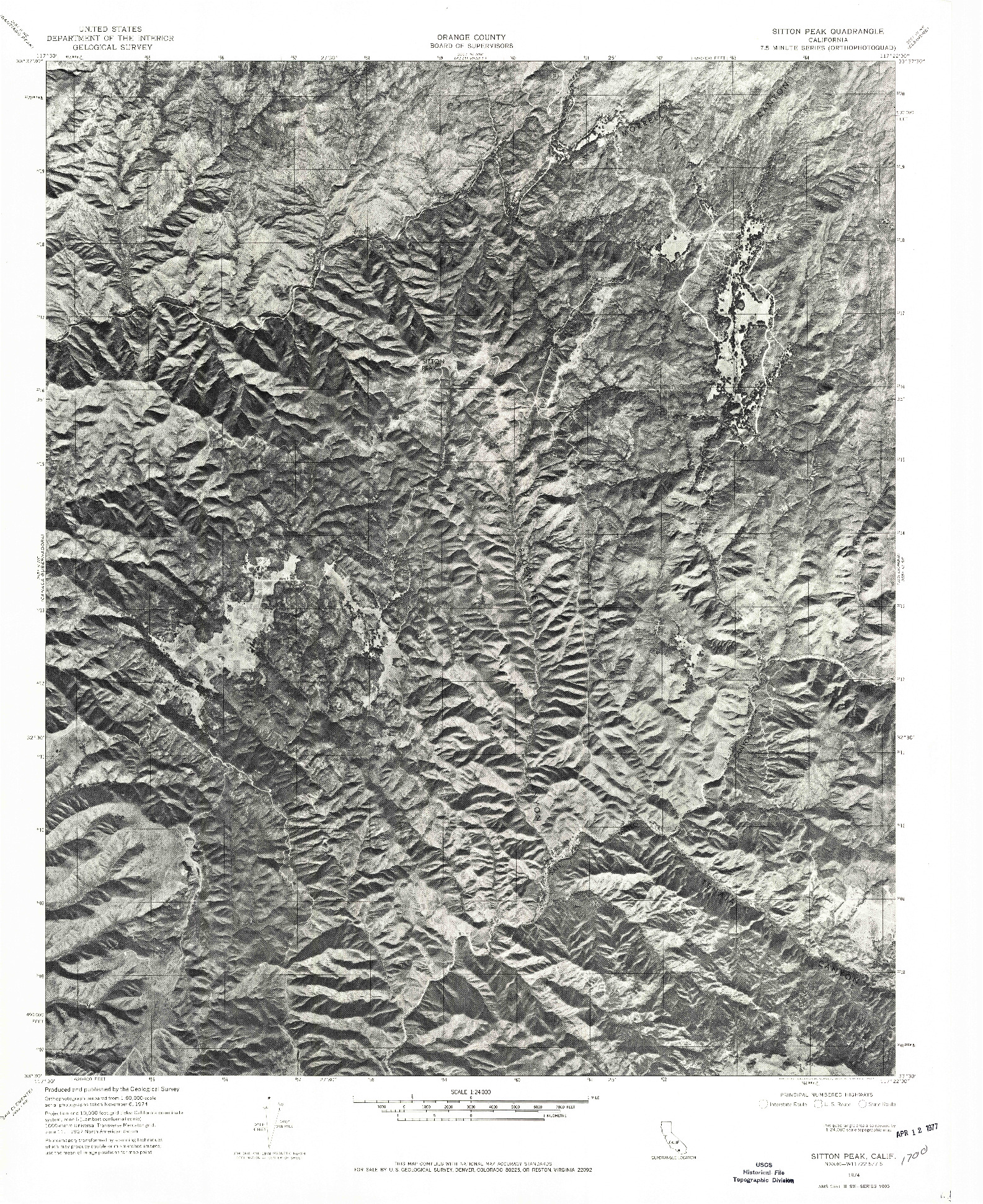 USGS 1:24000-SCALE QUADRANGLE FOR SITTON PEAK, CA 1974