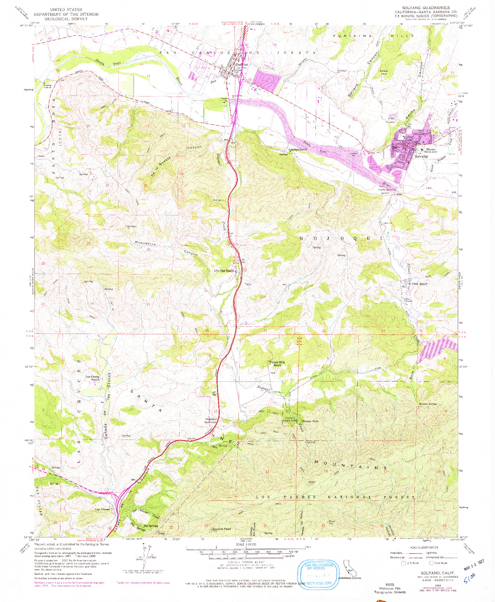 USGS 1:24000-SCALE QUADRANGLE FOR SOLVANG, CA 1959