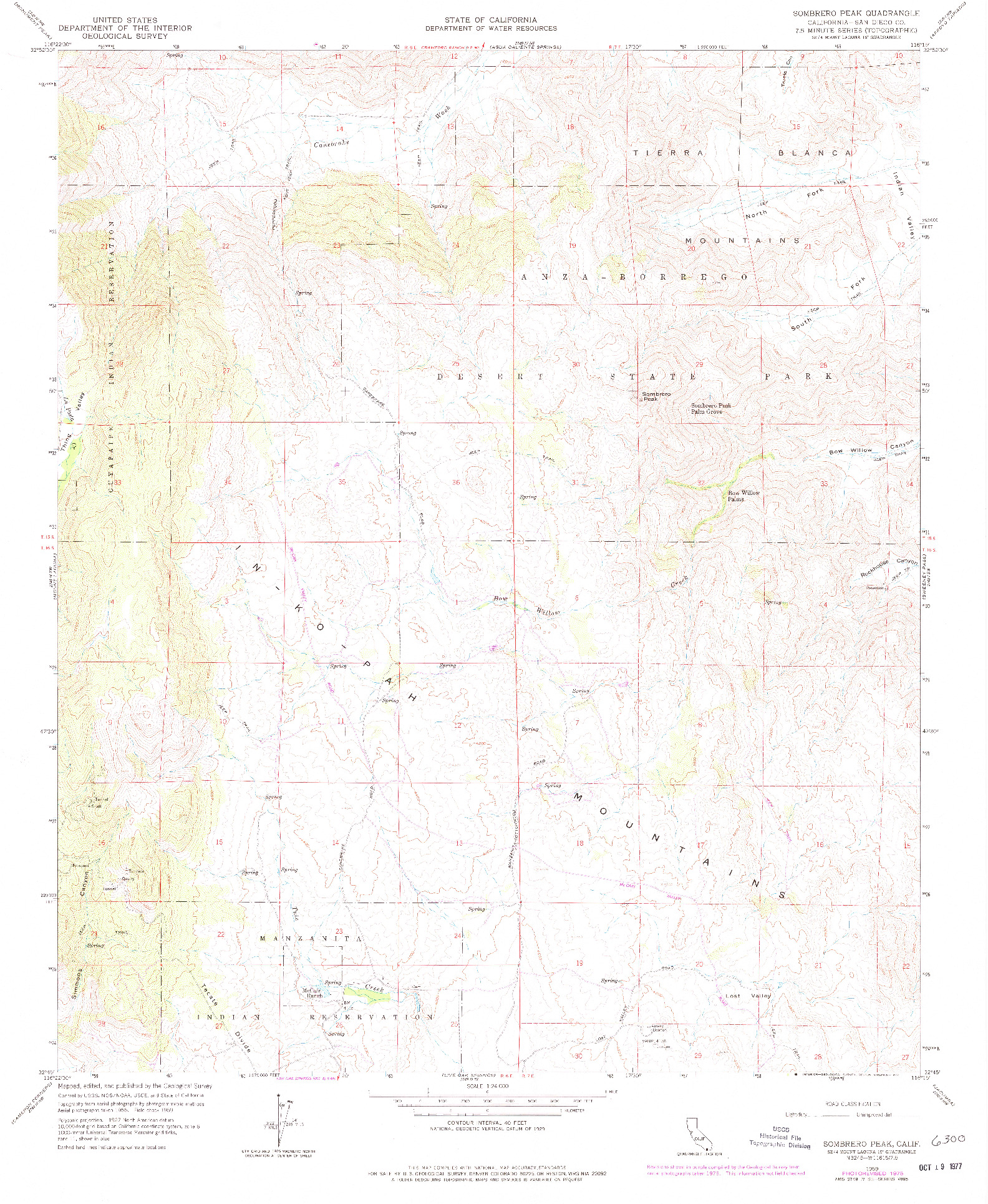 USGS 1:24000-SCALE QUADRANGLE FOR SOMBRERO PEAK, CA 1959
