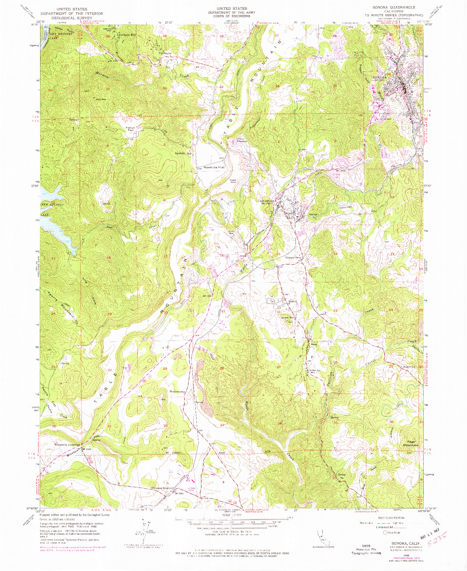 USGS 1:24000-SCALE QUADRANGLE FOR SONORA, CA 1948