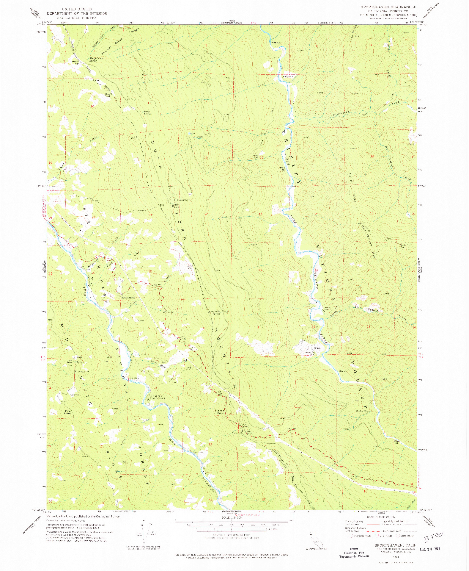 USGS 1:24000-SCALE QUADRANGLE FOR SPORTSHAVEN, CA 1973