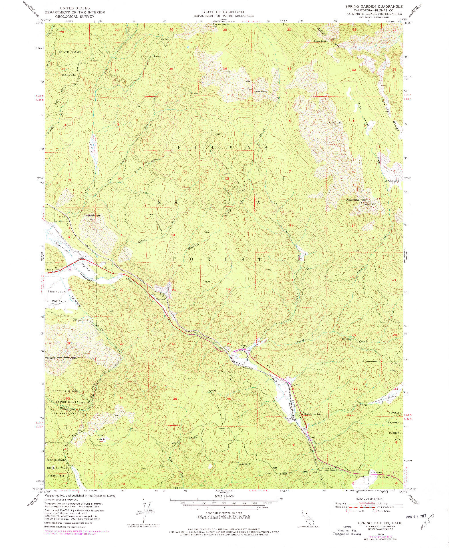 USGS 1:24000-SCALE QUADRANGLE FOR SPRING GARDEN, CA 1950