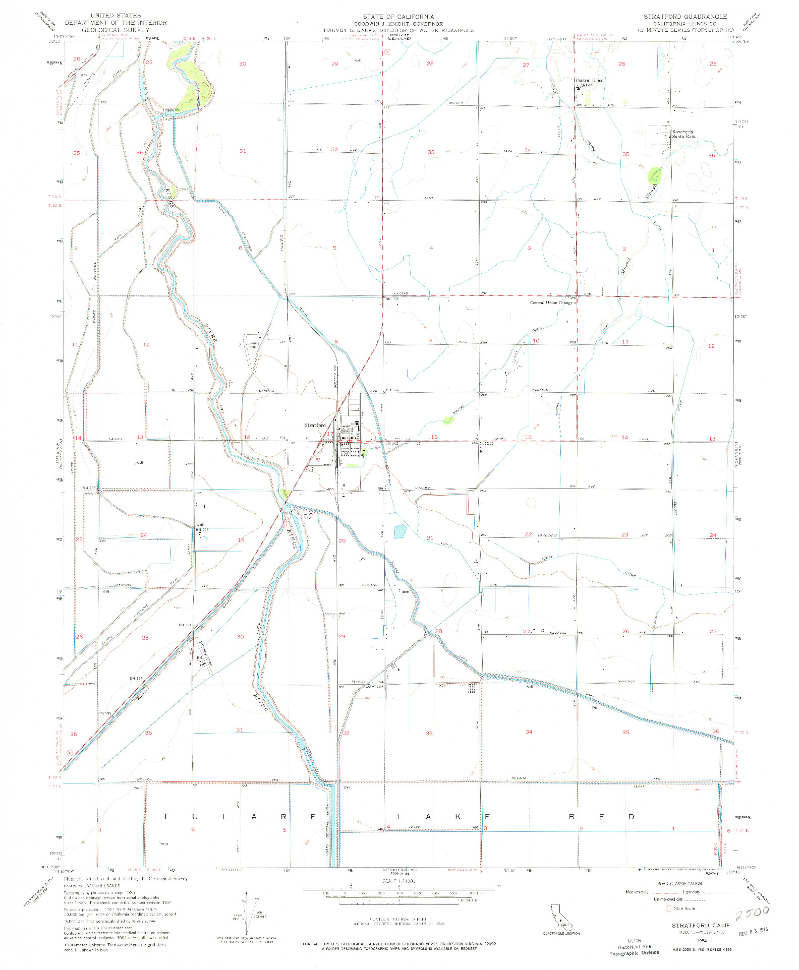 USGS 1:24000-SCALE QUADRANGLE FOR STRATFORD, CA 1954