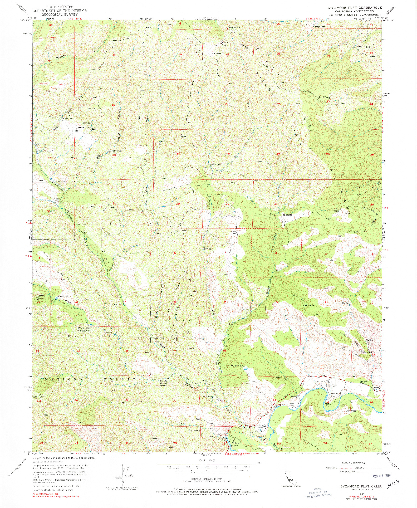USGS 1:24000-SCALE QUADRANGLE FOR SYCAMORE FLAT, CA 1956