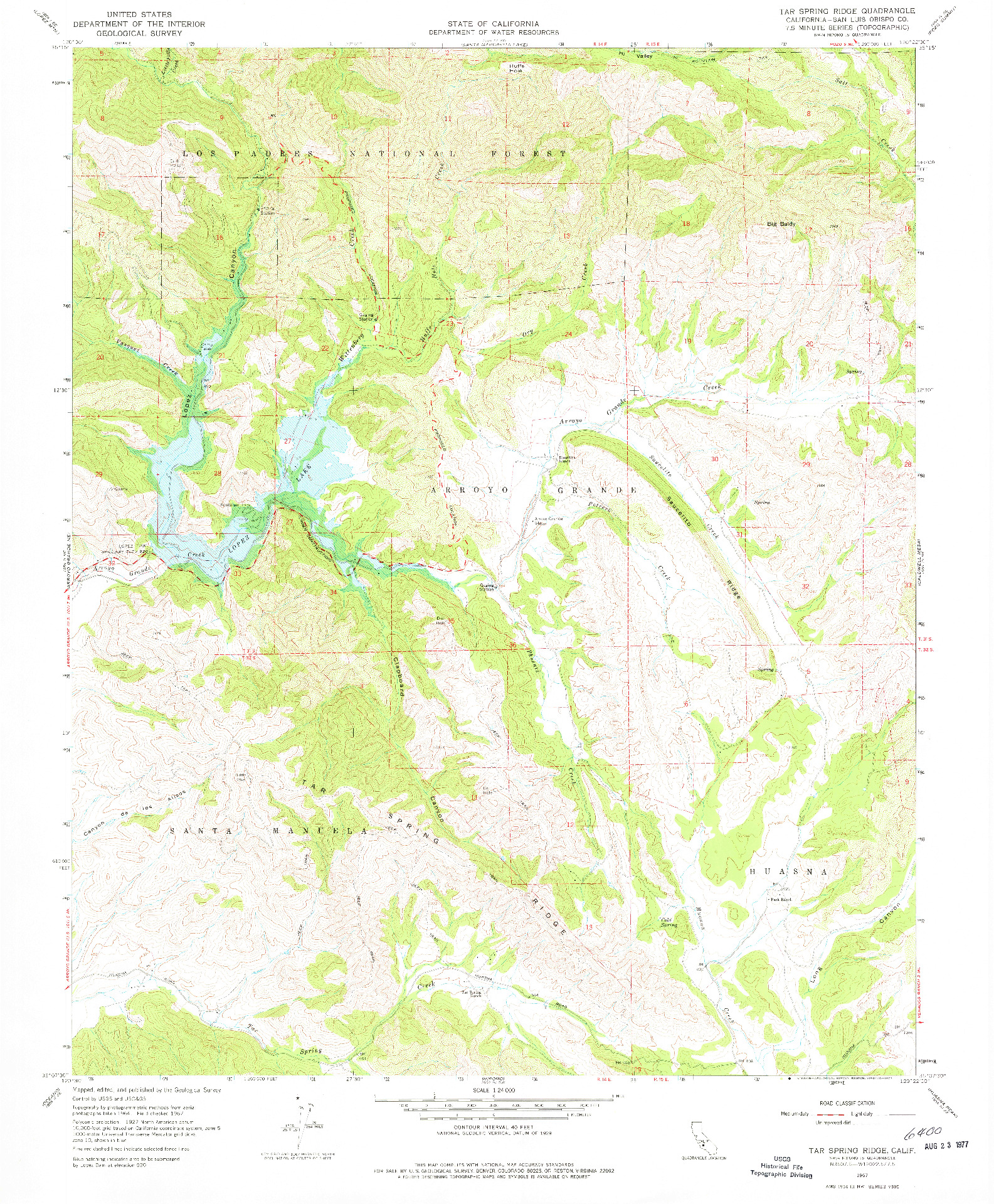 USGS 1:24000-SCALE QUADRANGLE FOR TAR SPRING RIDGE, CA 1967