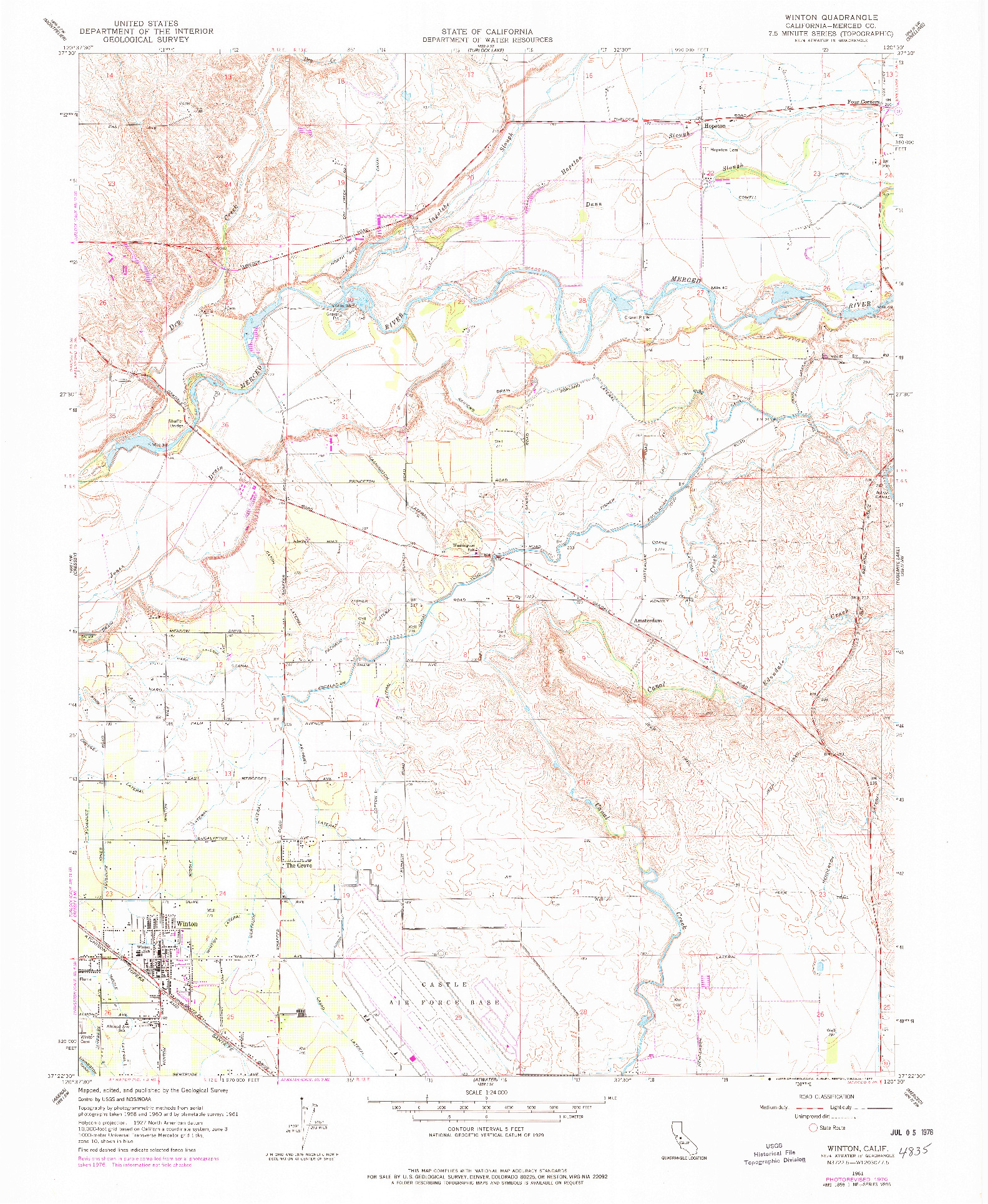 USGS 1:24000-SCALE QUADRANGLE FOR WINTON, CA 1961