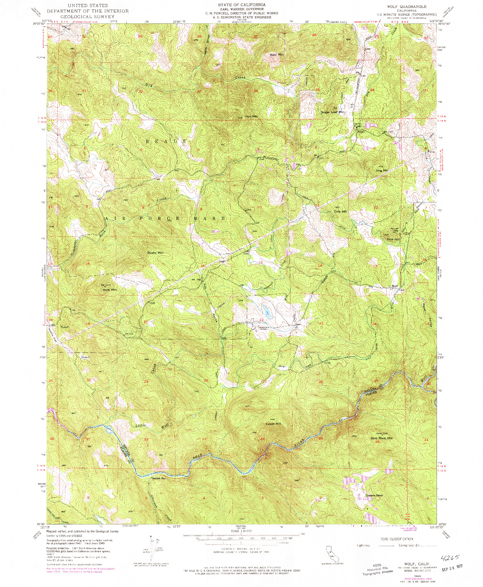 USGS 1:24000-SCALE QUADRANGLE FOR WOLF, CA 1949