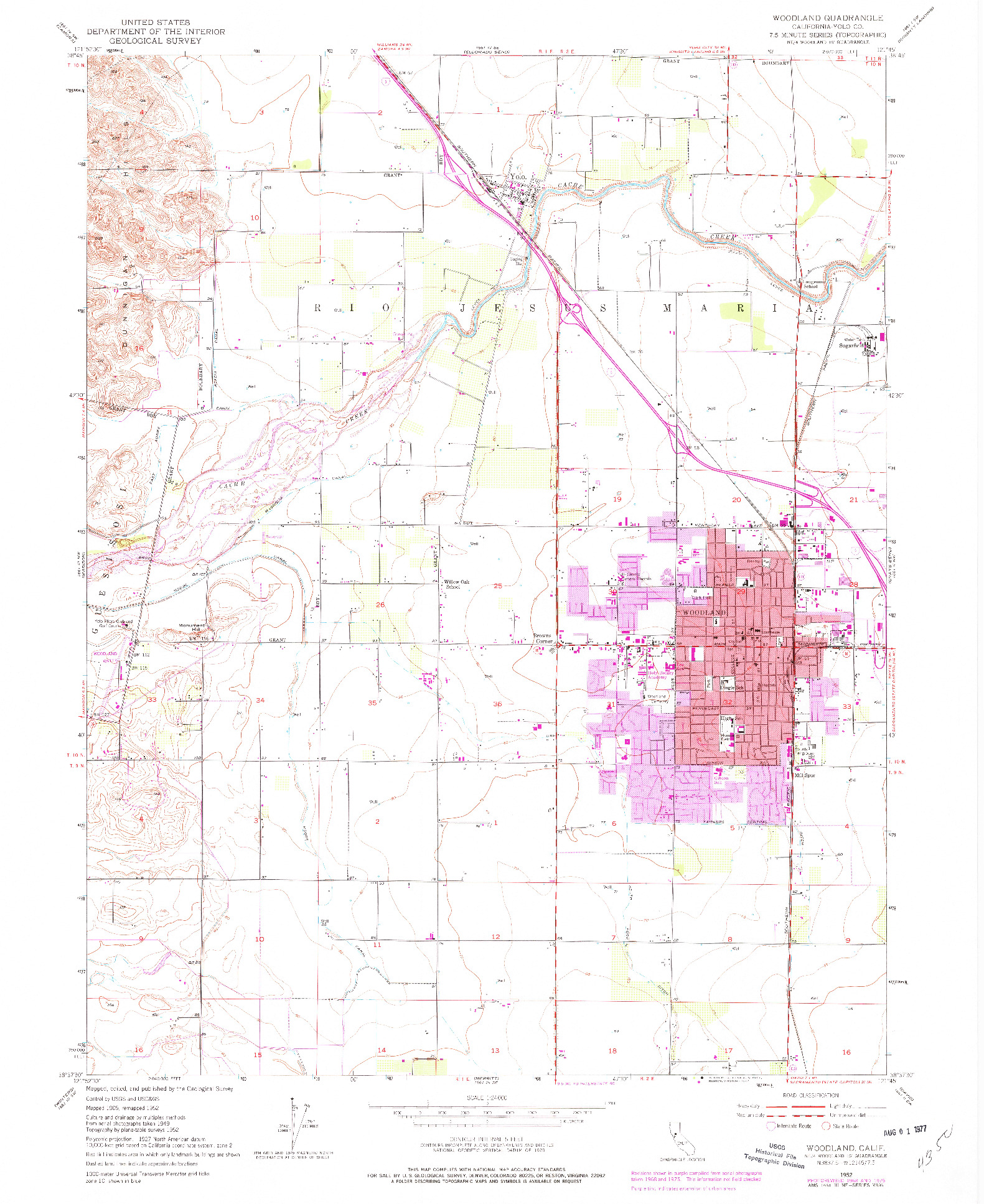 USGS 1:24000-SCALE QUADRANGLE FOR WOODLAND, CA 1952