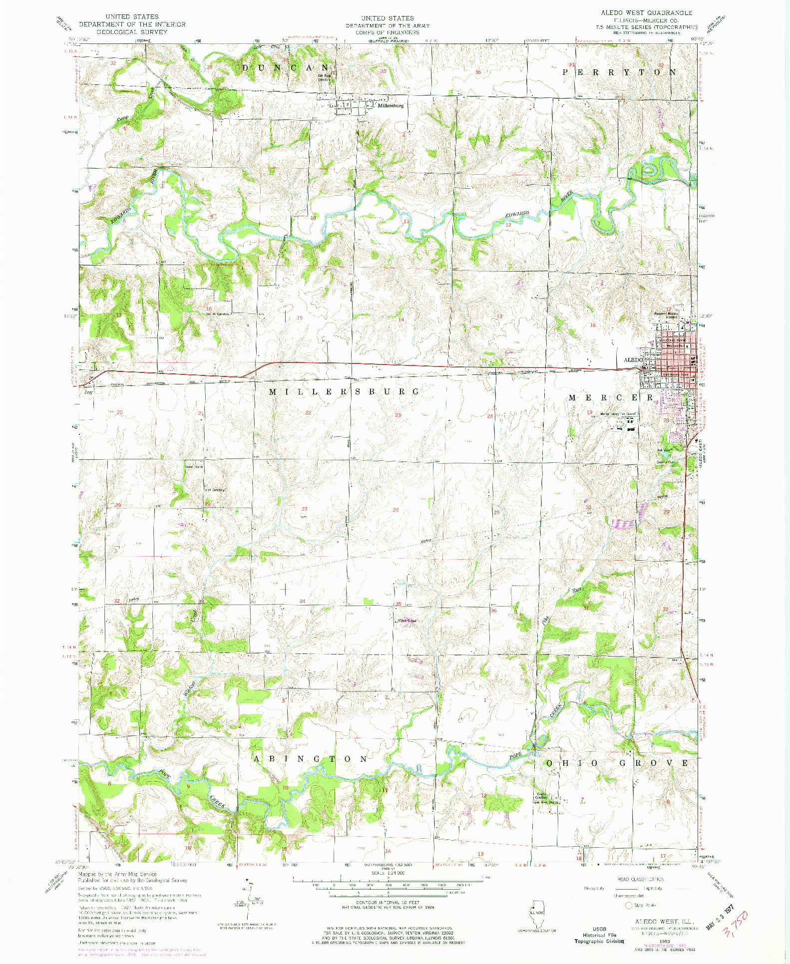 USGS 1:24000-SCALE QUADRANGLE FOR ALEDO WEST, IL 1953