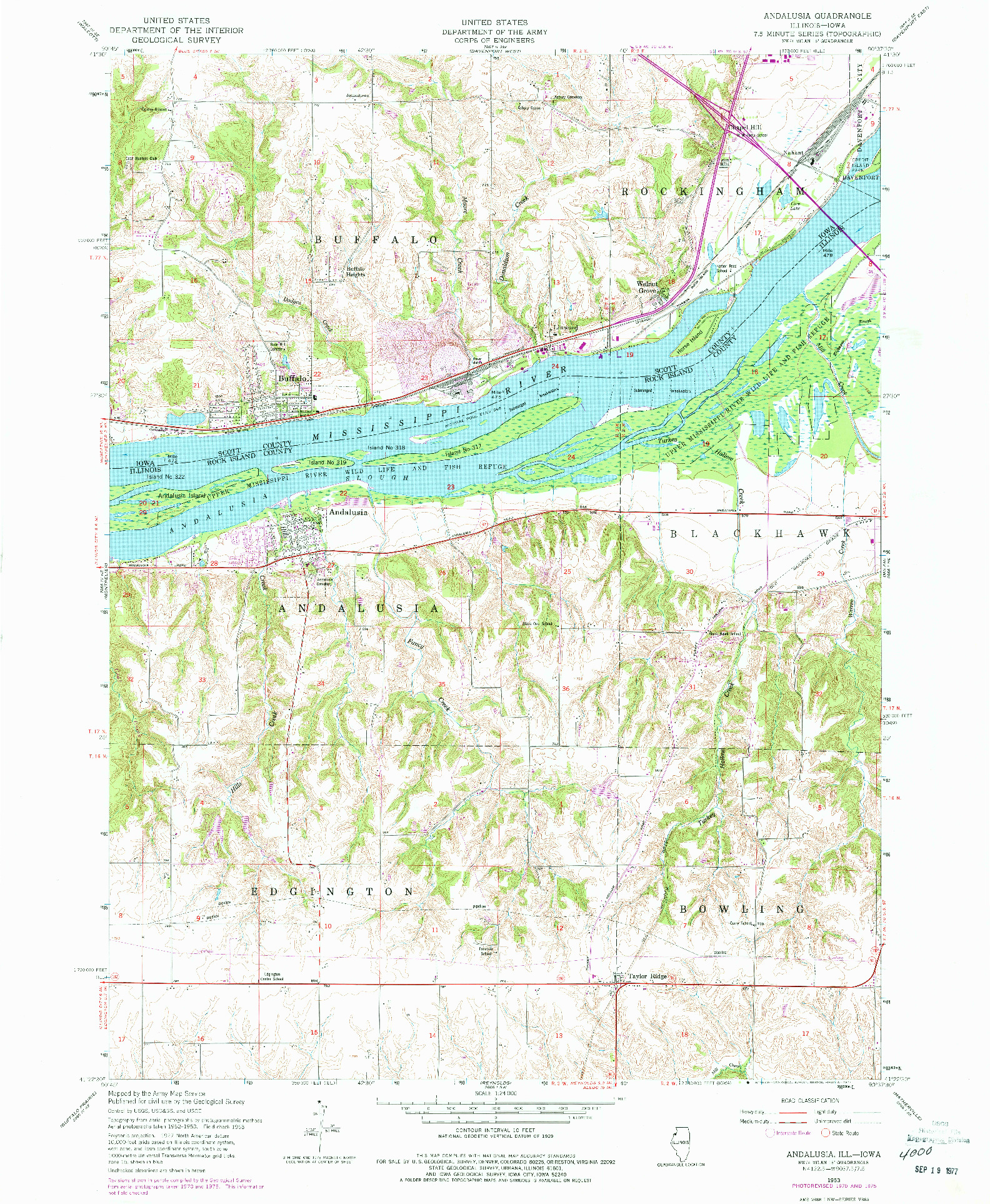 USGS 1:24000-SCALE QUADRANGLE FOR ANDALUSIA, IL 1953