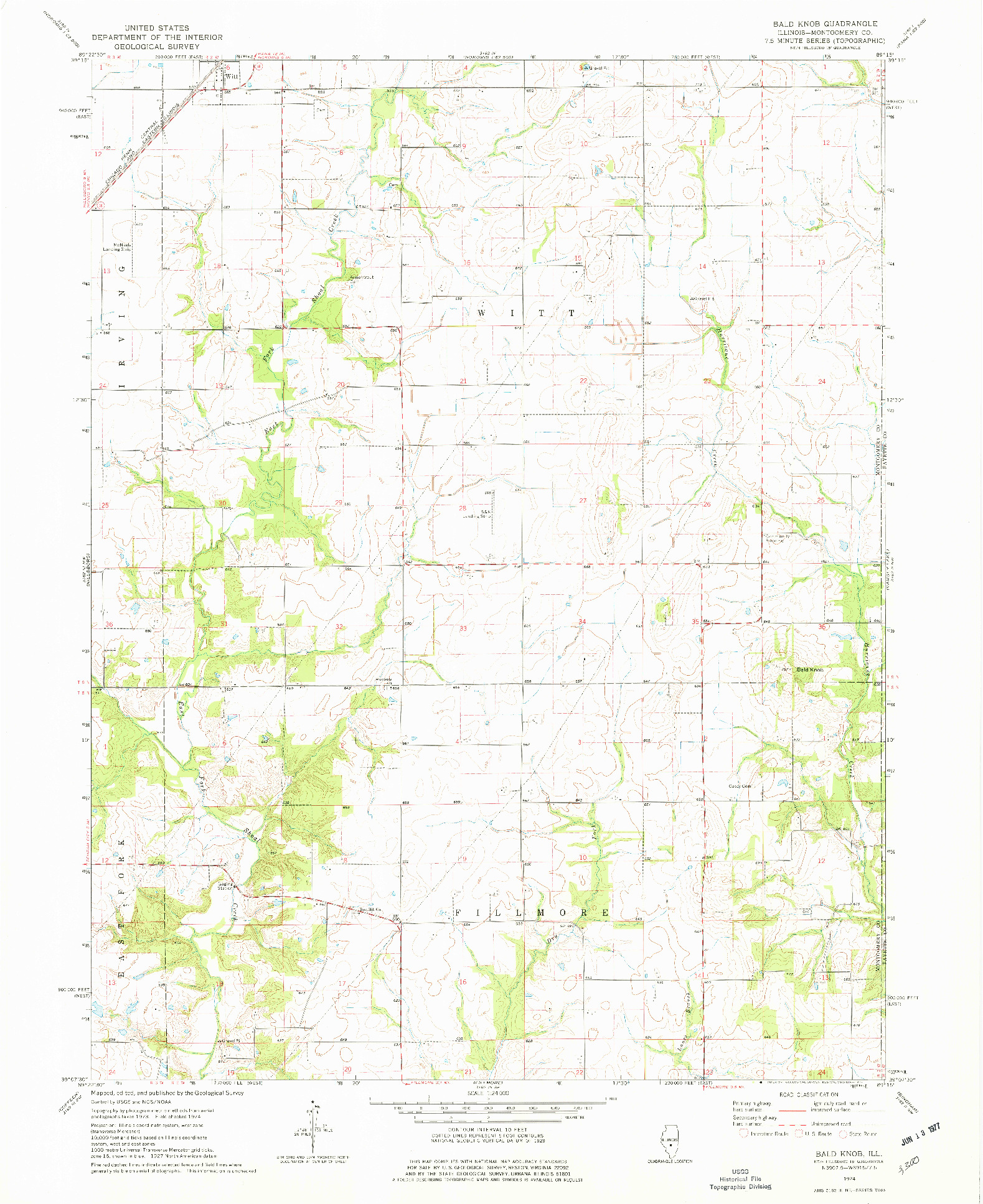 USGS 1:24000-SCALE QUADRANGLE FOR BALD KNOB, IL 1974