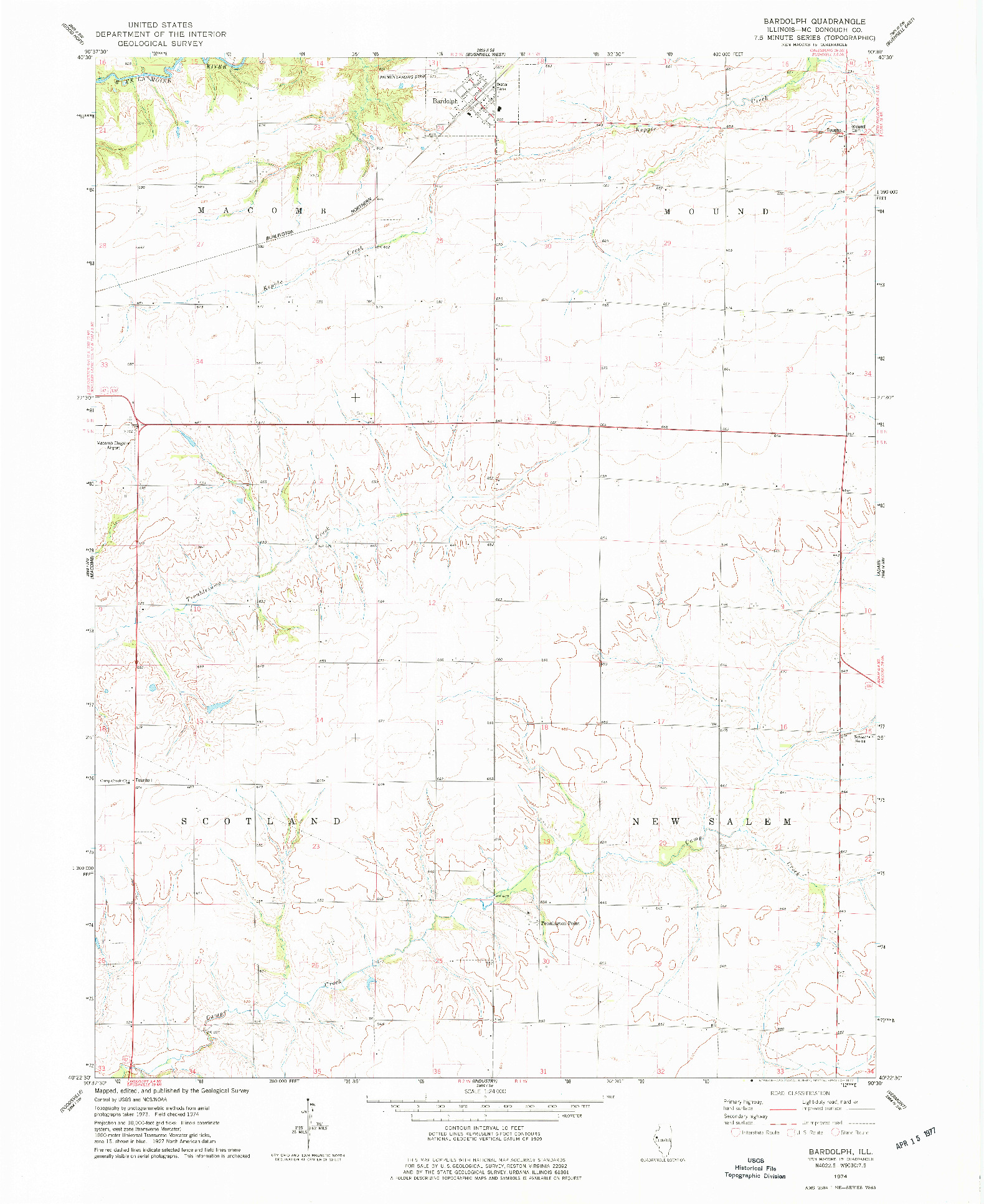 USGS 1:24000-SCALE QUADRANGLE FOR BARDOLPH, IL 1974