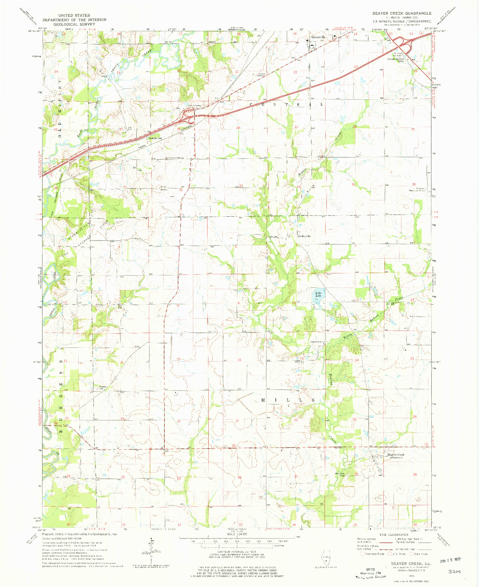 USGS 1:24000-SCALE QUADRANGLE FOR BEAVER CREEK, IL 1974