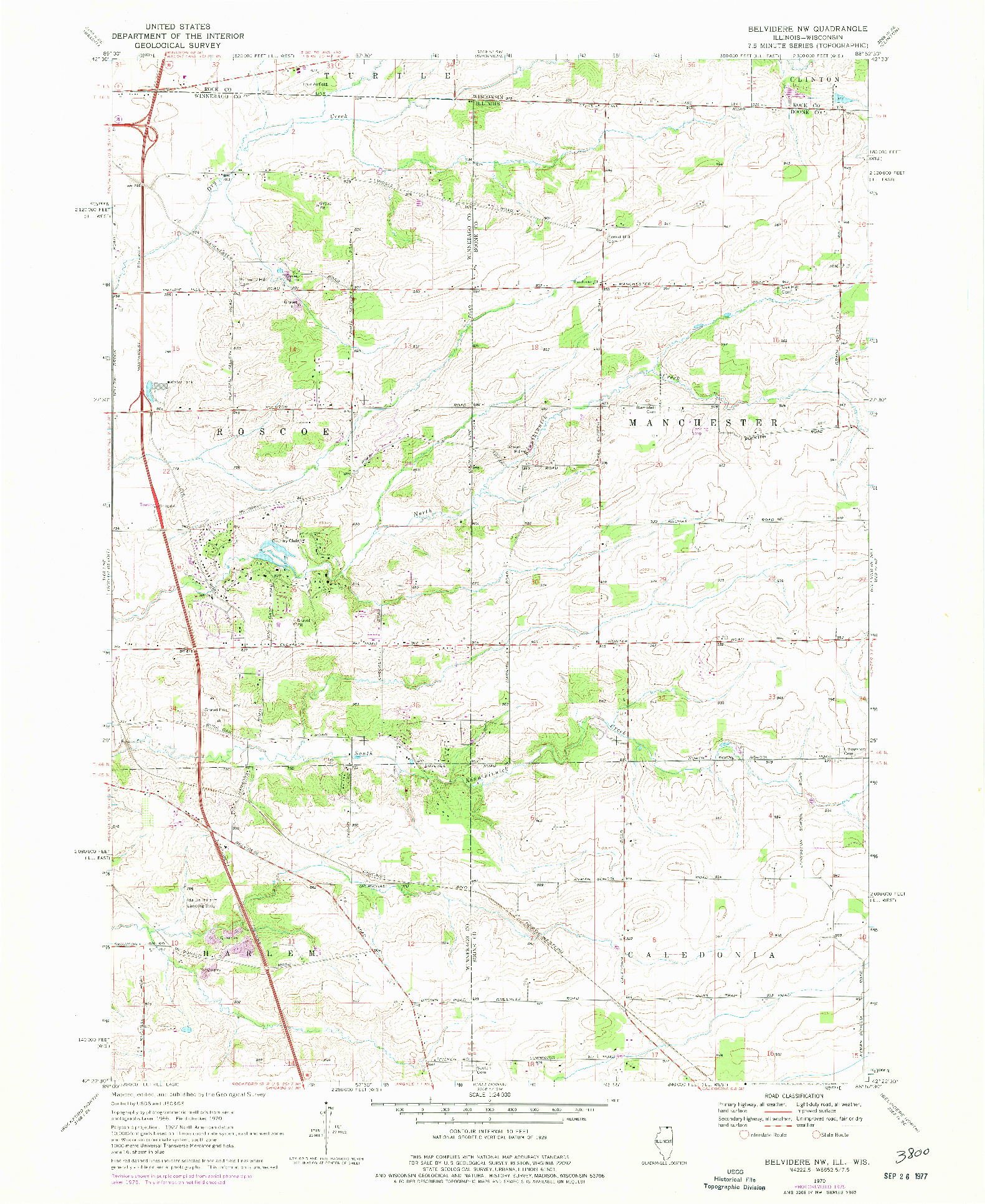 USGS 1:24000-SCALE QUADRANGLE FOR BELVIDERE NW, IL 1970