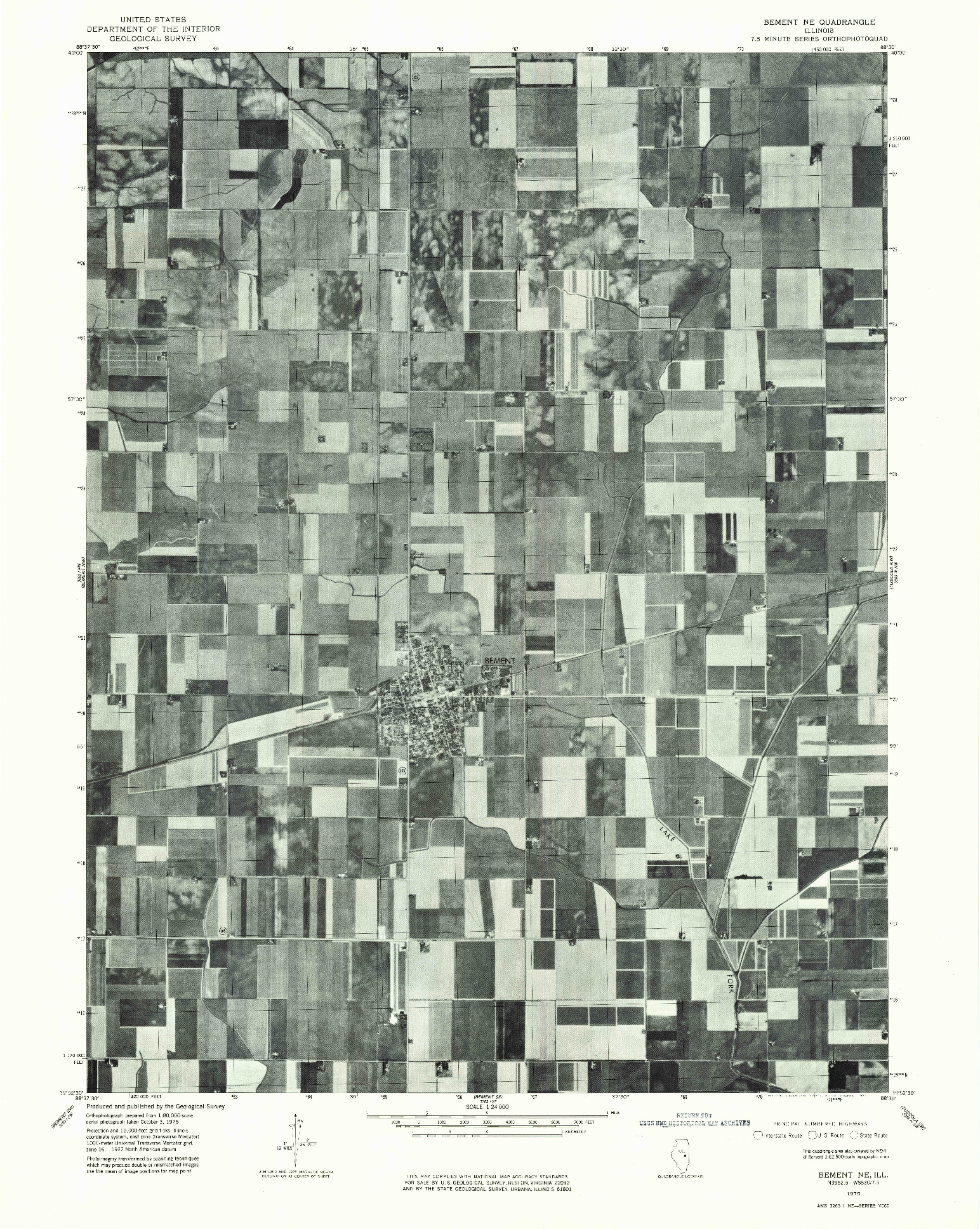 USGS 1:24000-SCALE QUADRANGLE FOR BEMENT NE, IL 1975