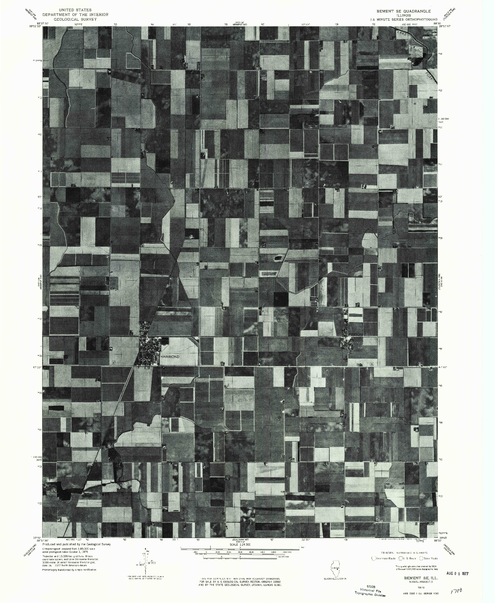 USGS 1:24000-SCALE QUADRANGLE FOR BEMENT SE, IL 1975