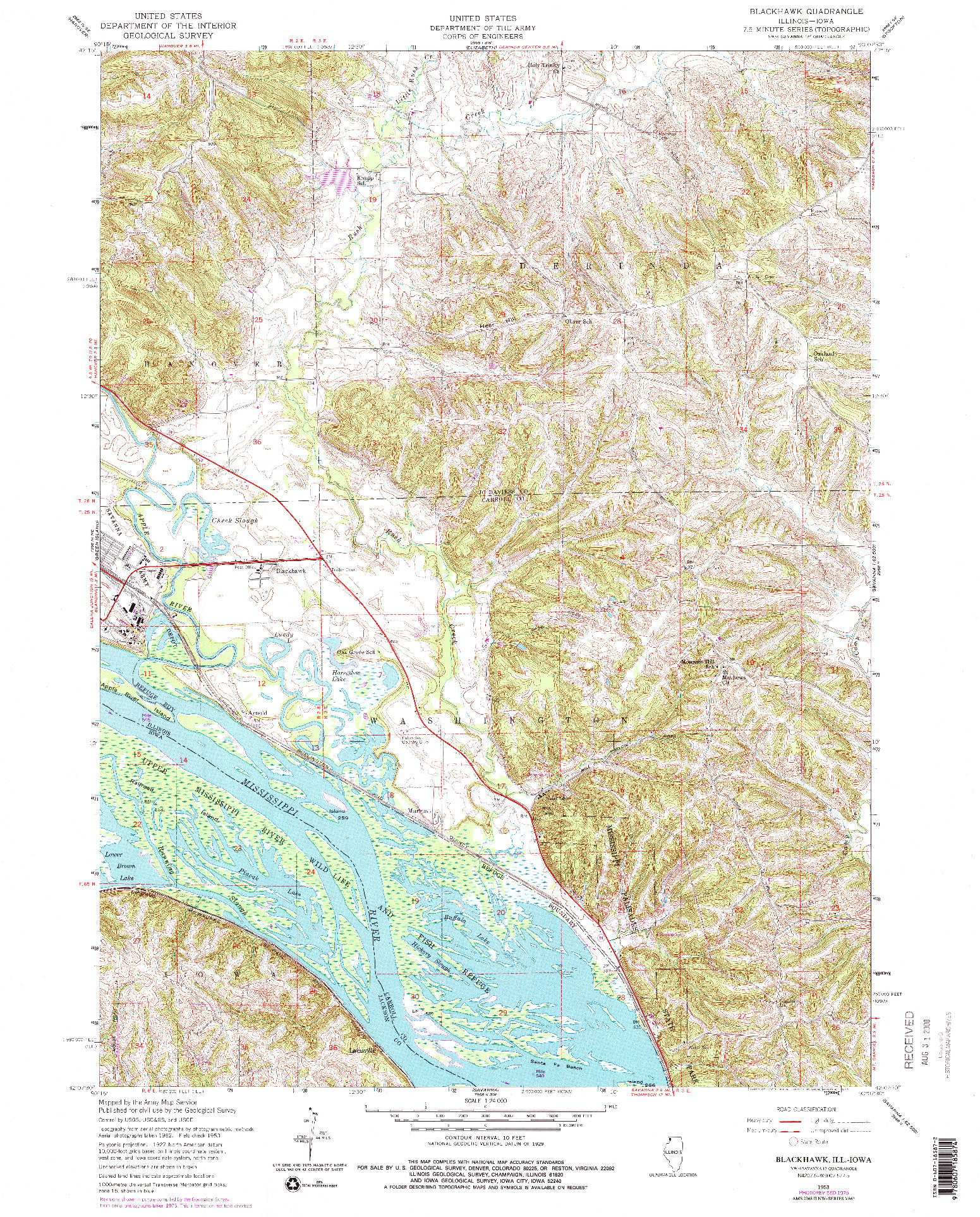 USGS 1:24000-SCALE QUADRANGLE FOR BLACKHAWK, IL 1953