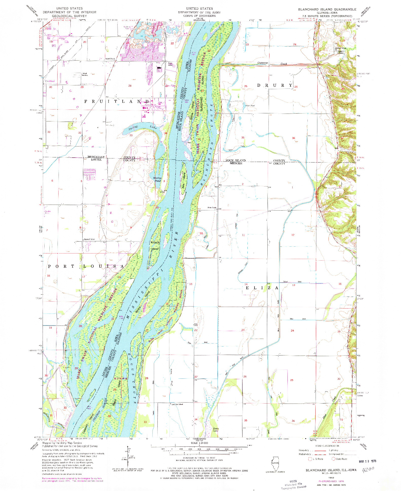 USGS 1:24000-SCALE QUADRANGLE FOR BLANCHARD ISLAND, IL 1953