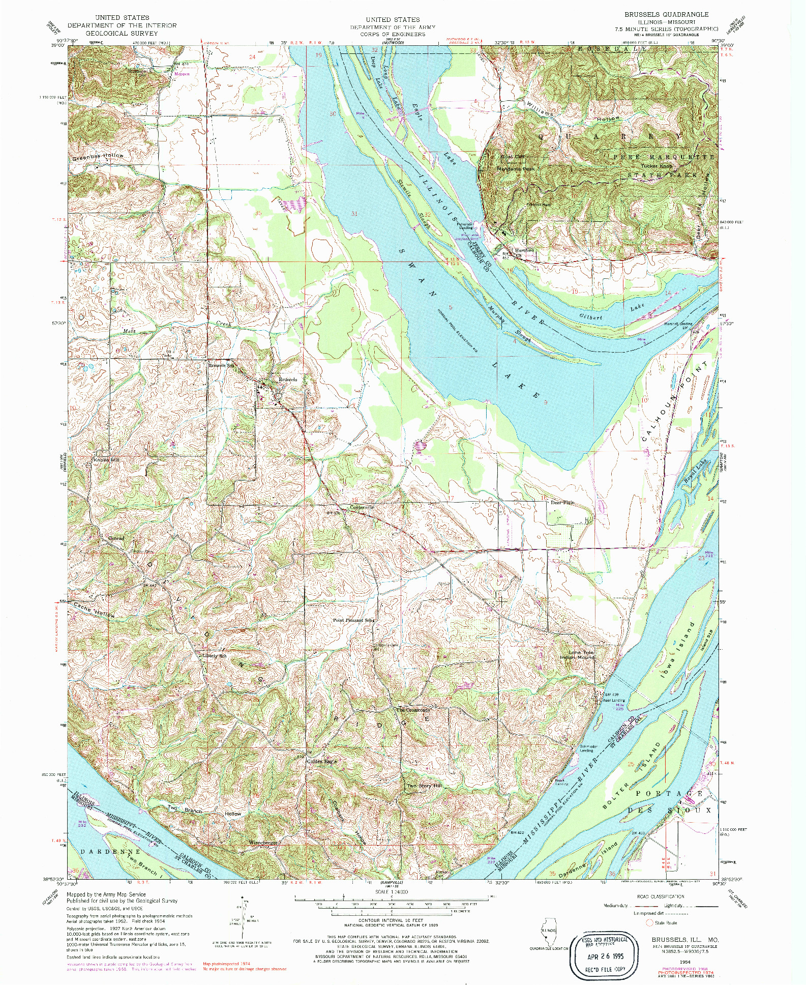 USGS 1:24000-SCALE QUADRANGLE FOR BRUSSELS, IL 1954
