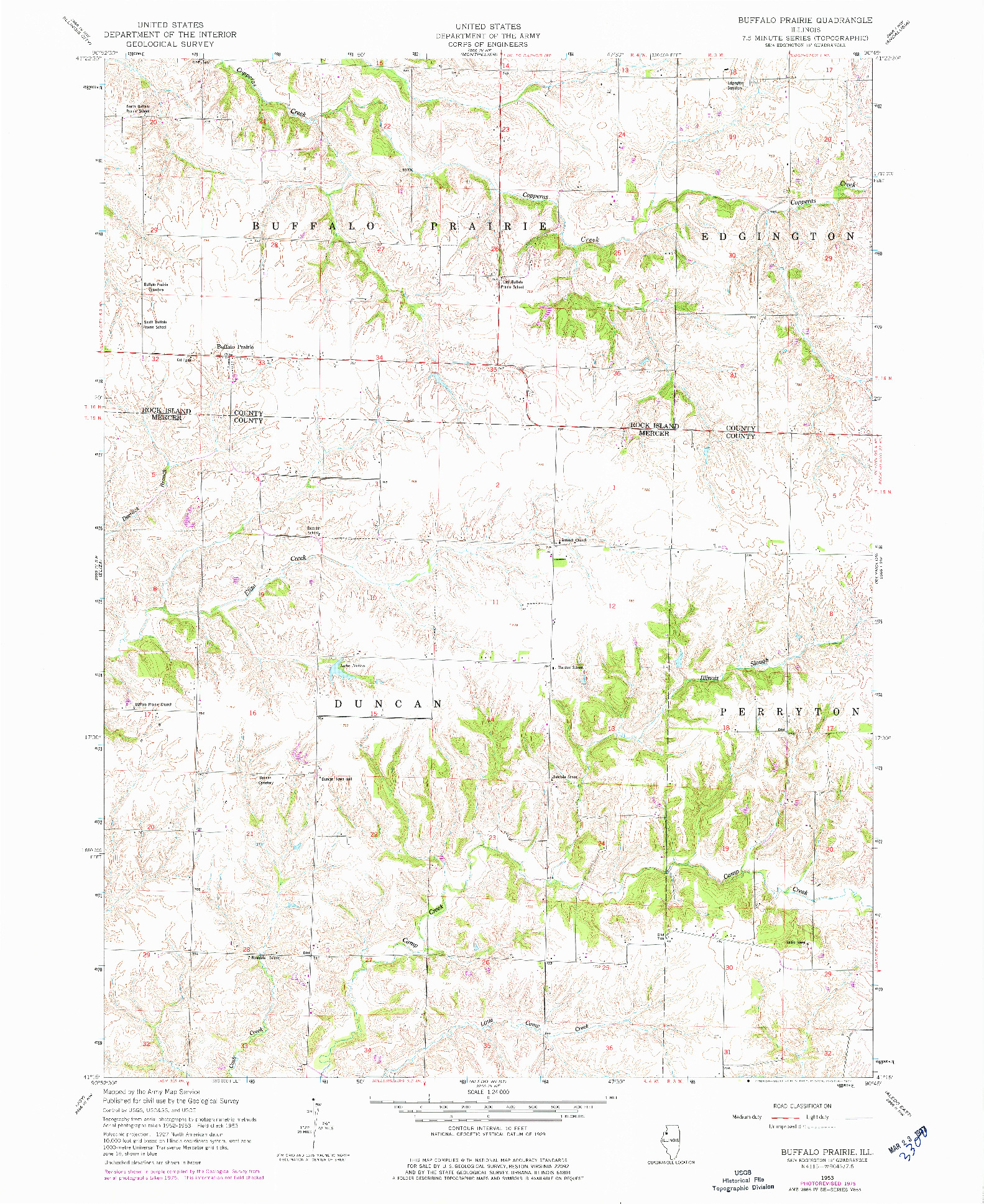 USGS 1:24000-SCALE QUADRANGLE FOR BUFFALO PRAIRIE, IL 1953