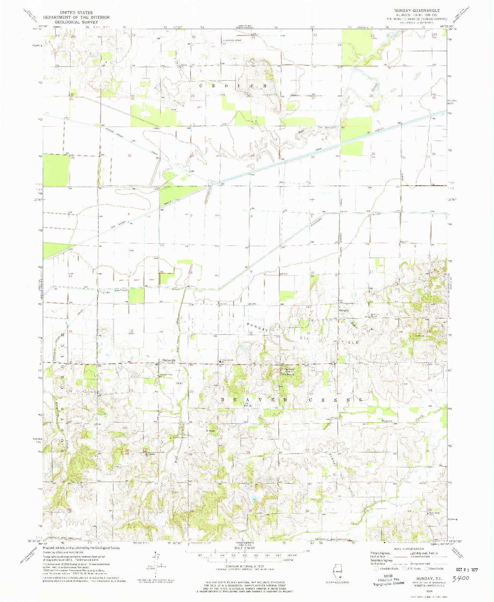 USGS 1:24000-SCALE QUADRANGLE FOR BUNGAY, IL 1974