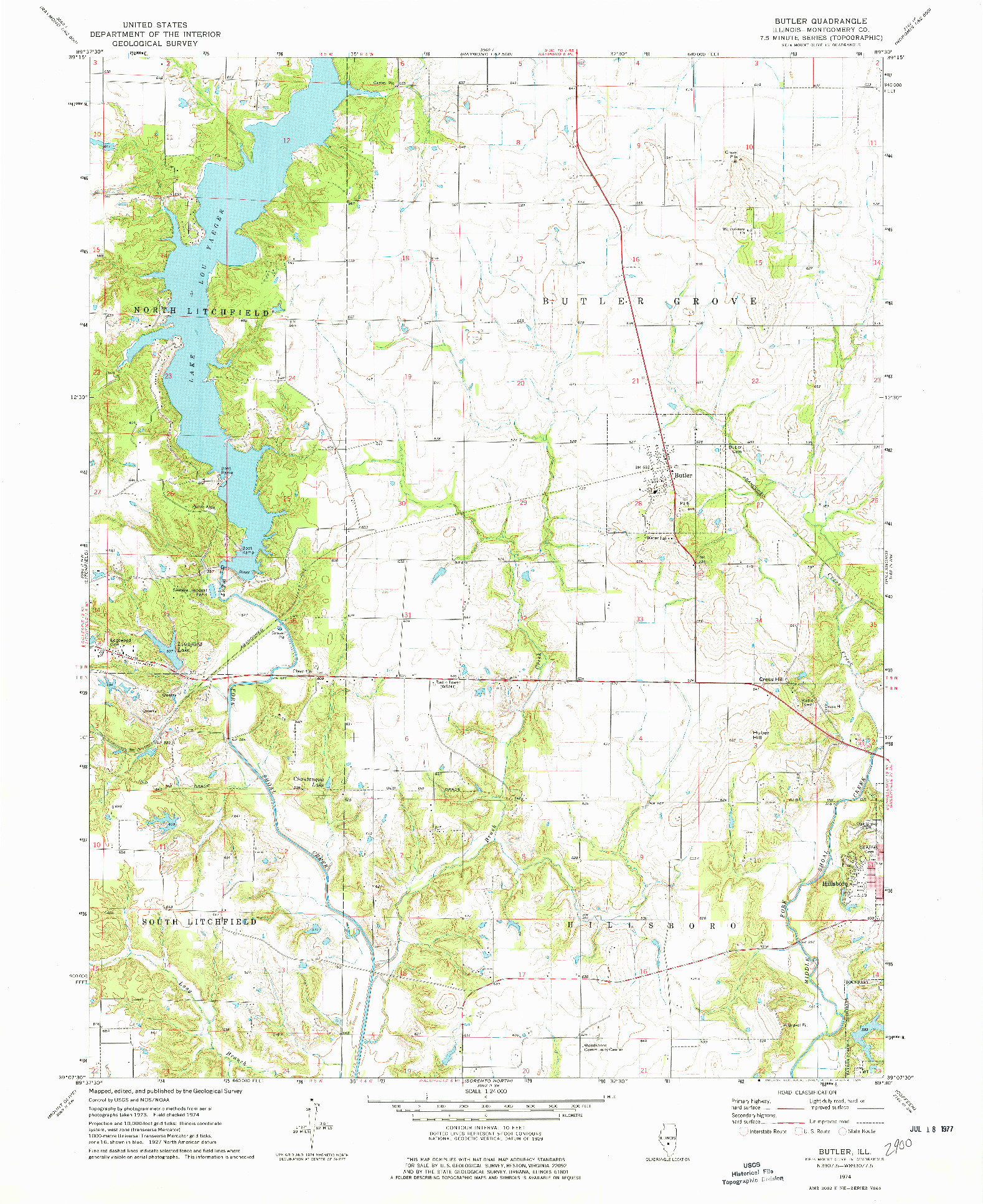 USGS 1:24000-SCALE QUADRANGLE FOR BUTLER, IL 1974