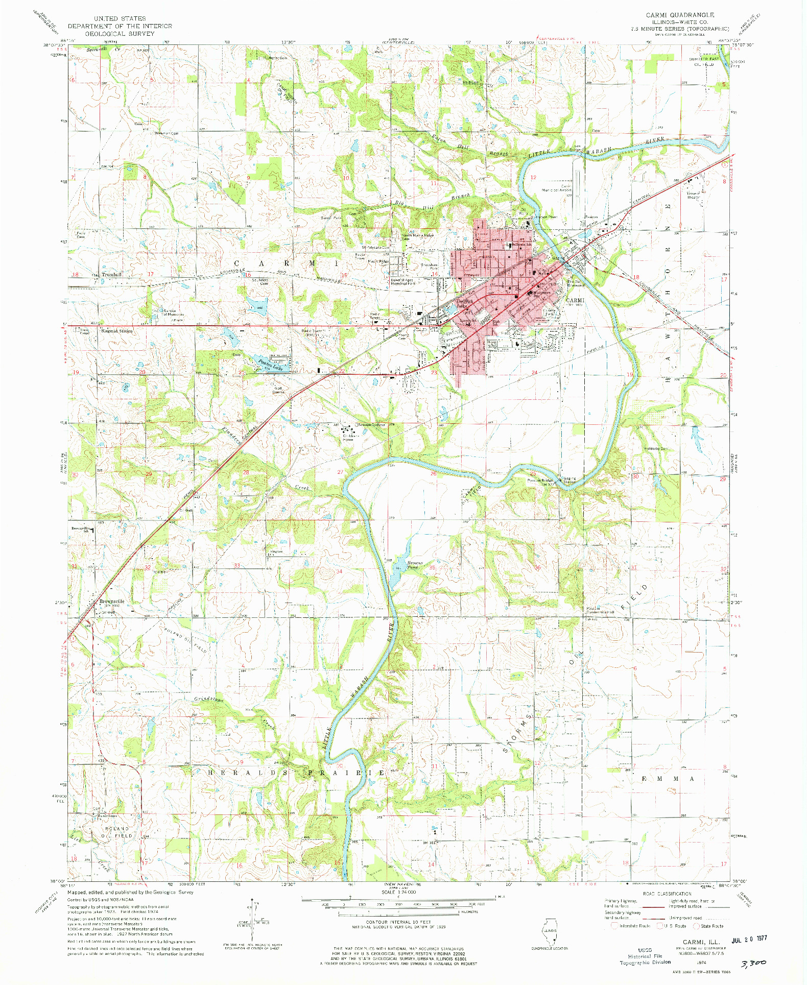 USGS 1:24000-SCALE QUADRANGLE FOR CARMI, IL 1974