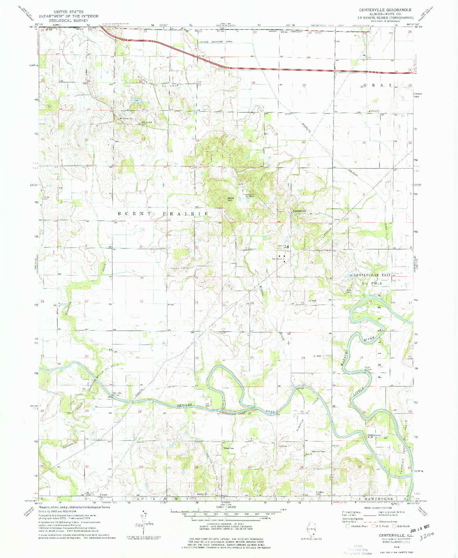 USGS 1:24000-SCALE QUADRANGLE FOR CENTERVILLE, IL 1974